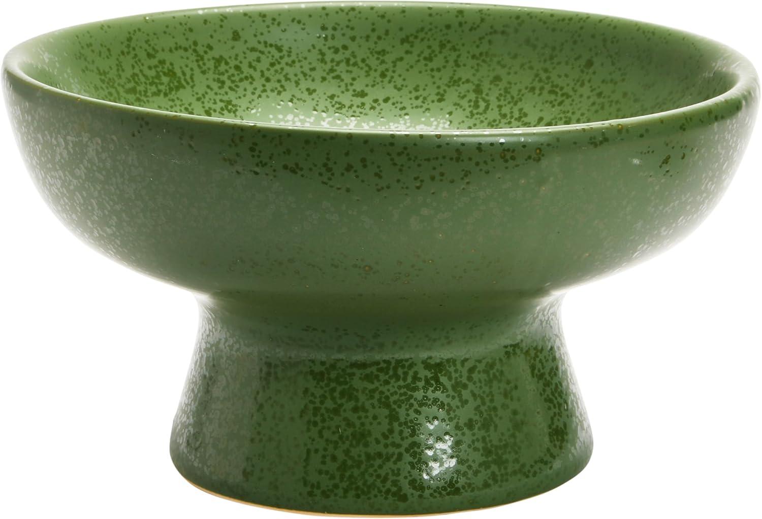 Creative Co-Op Stoneware Footed Bowl, Matte Green Reactive Glaze