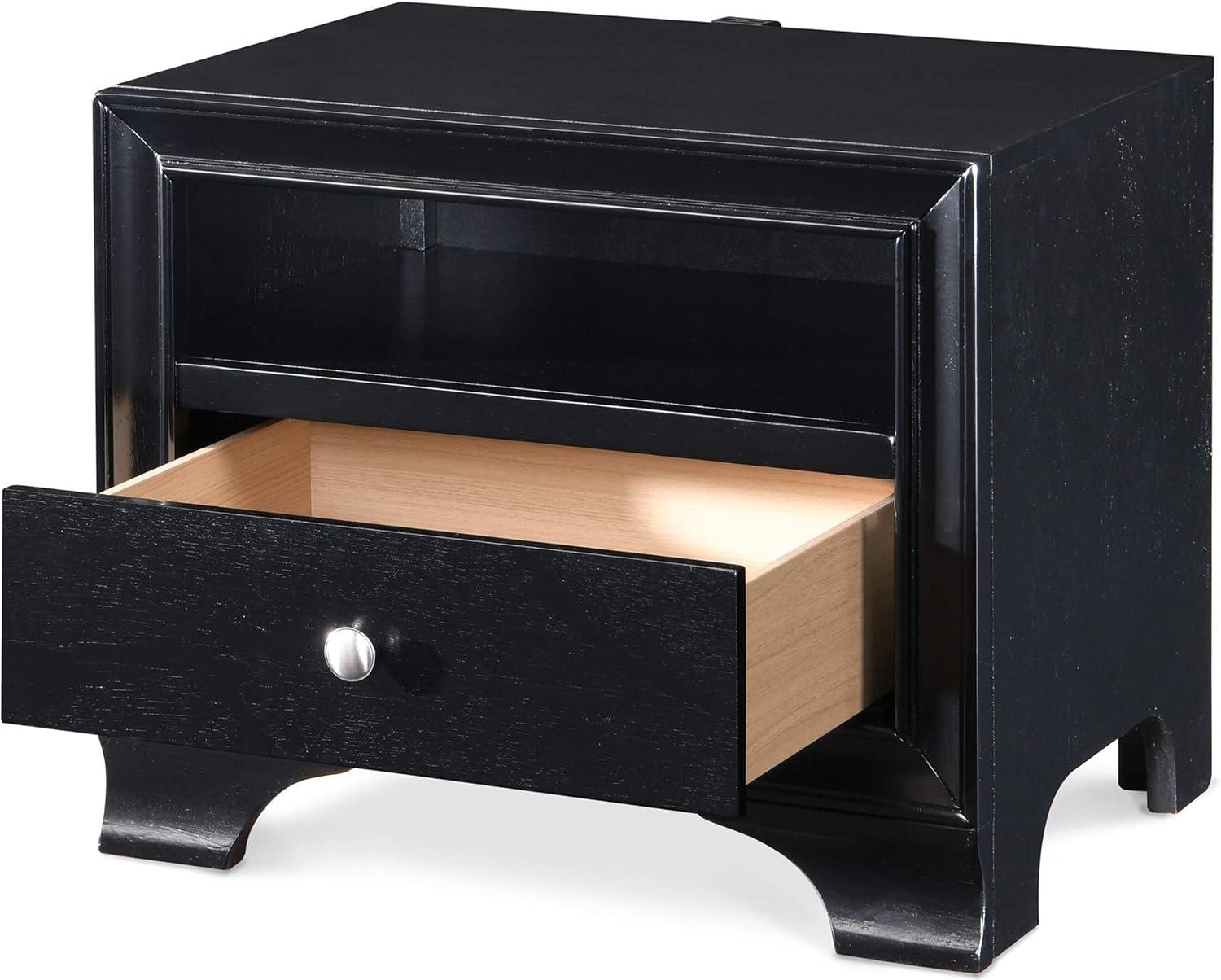 ClickDecor Edmond Wood 1-Drawer Nightstand with Charging Station