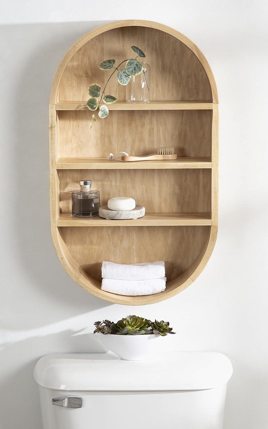 Minx Oval Solid Mango Wood Accent Wall Shelf