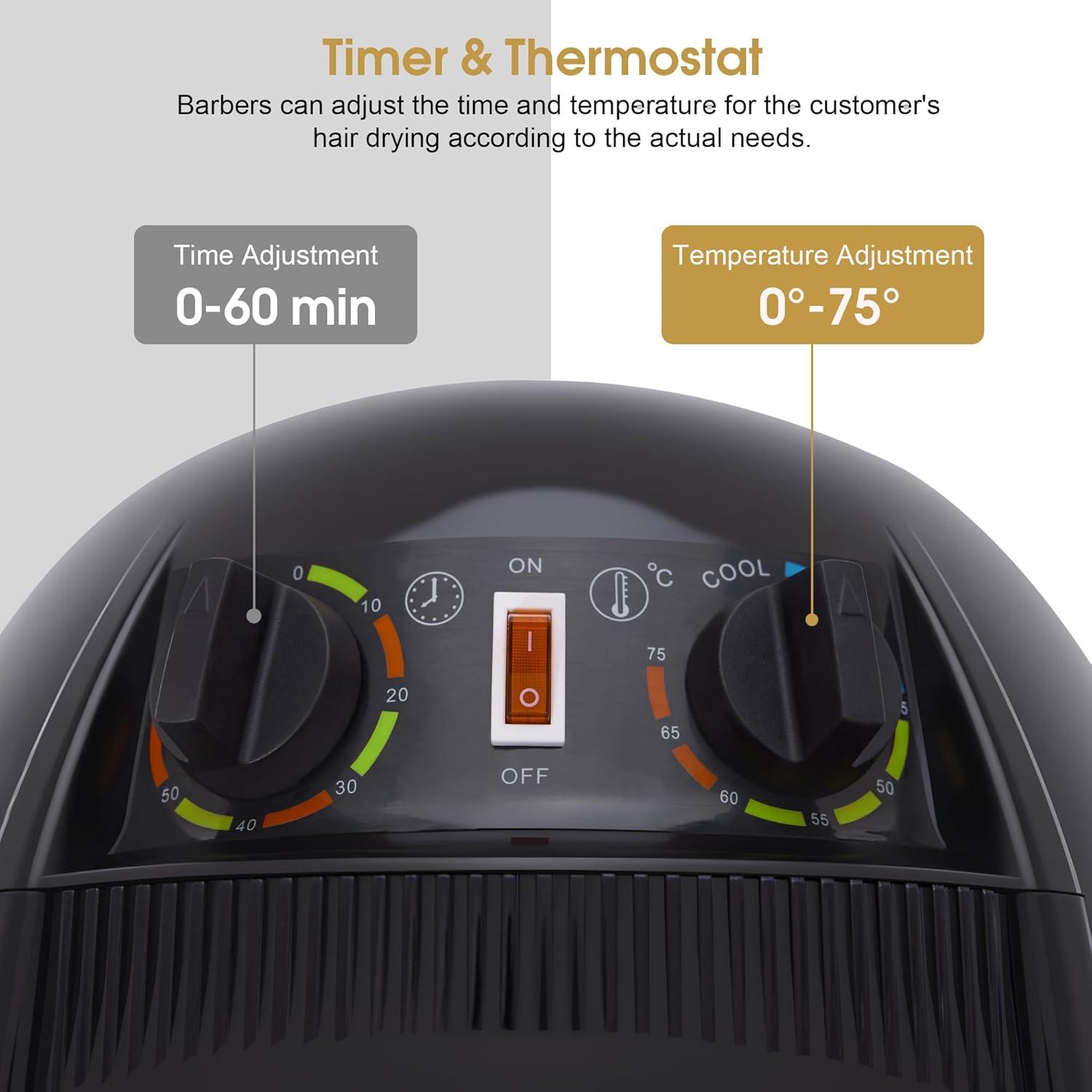 BarberPub Adjustable Bonnet Hood Hair Dryer with Wheel