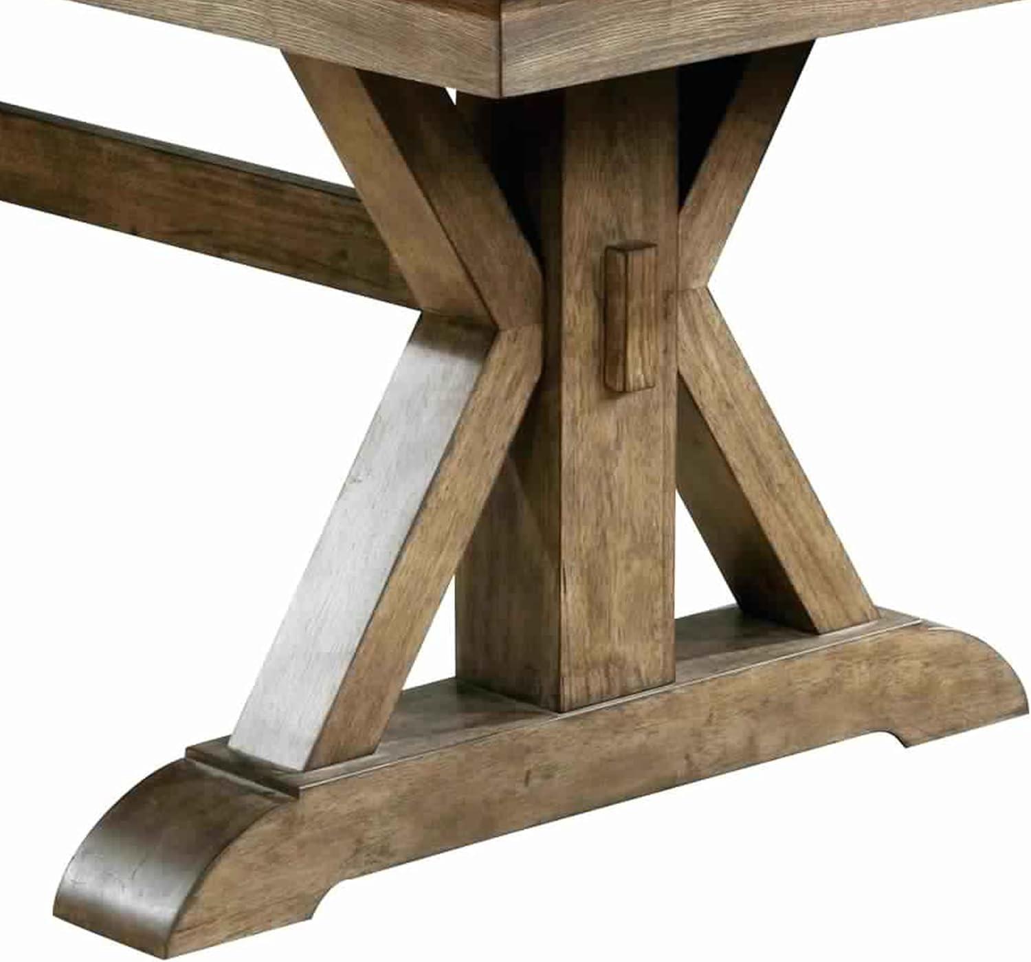 Mesa de Comedor de Madera de Estilo Transicional con Base de Caballete, Marrón