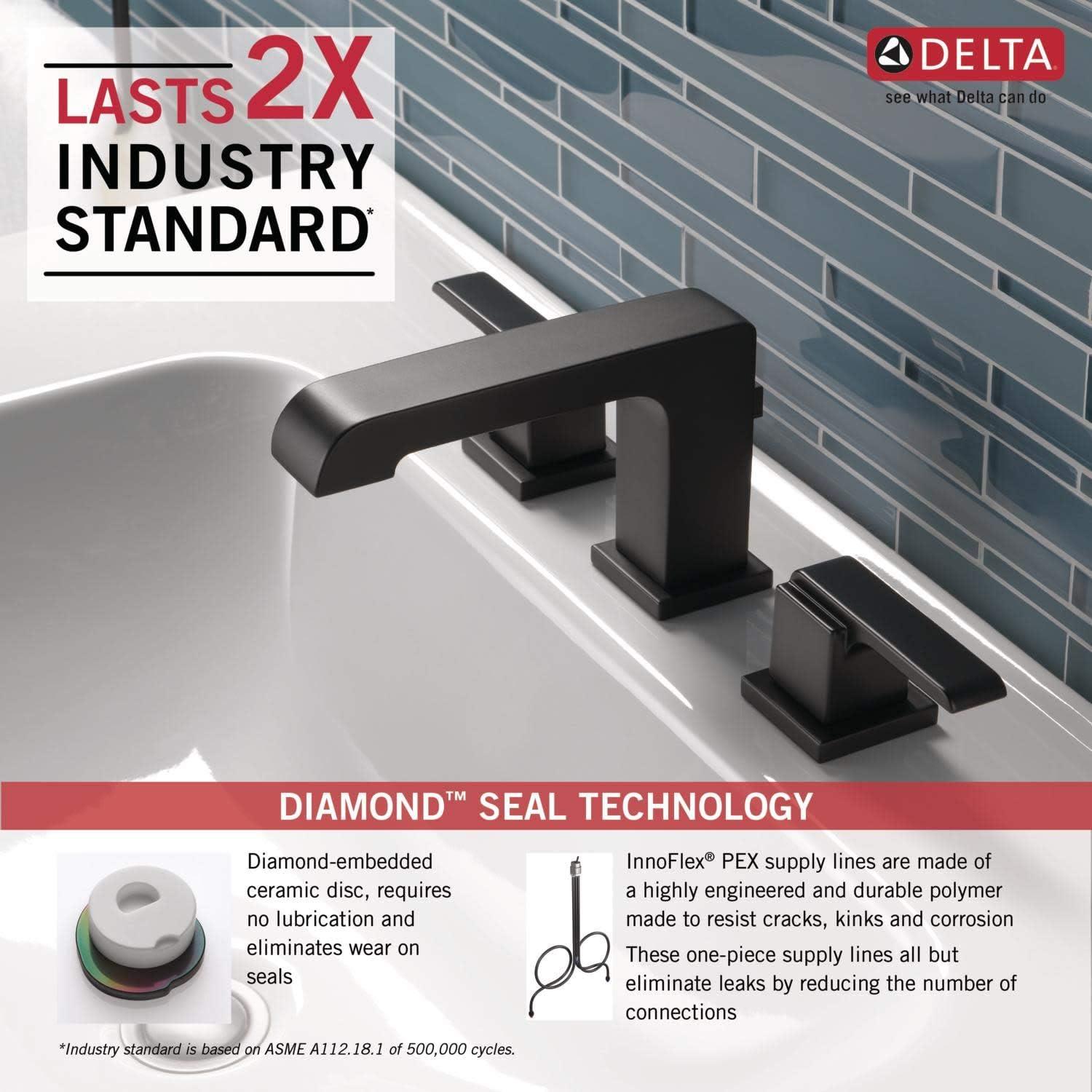 Ara Widespread Bathroom Faucet 3 Hole, 2-handle Bathroom Sink Faucet with Drain Assembly