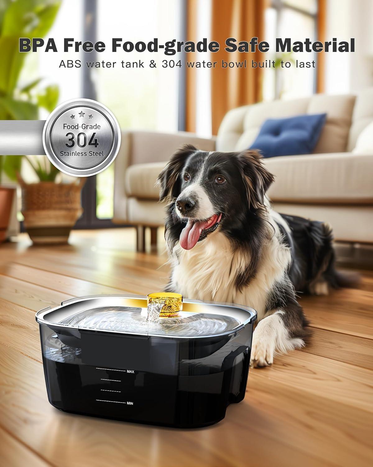 Dog Water Fountain, Dog Water Fountain for Large Dogs Stainless Steel, Large Dog Water Bowl Dispennser 2.6Gal 10L Pet Water Fountain, BPA Free