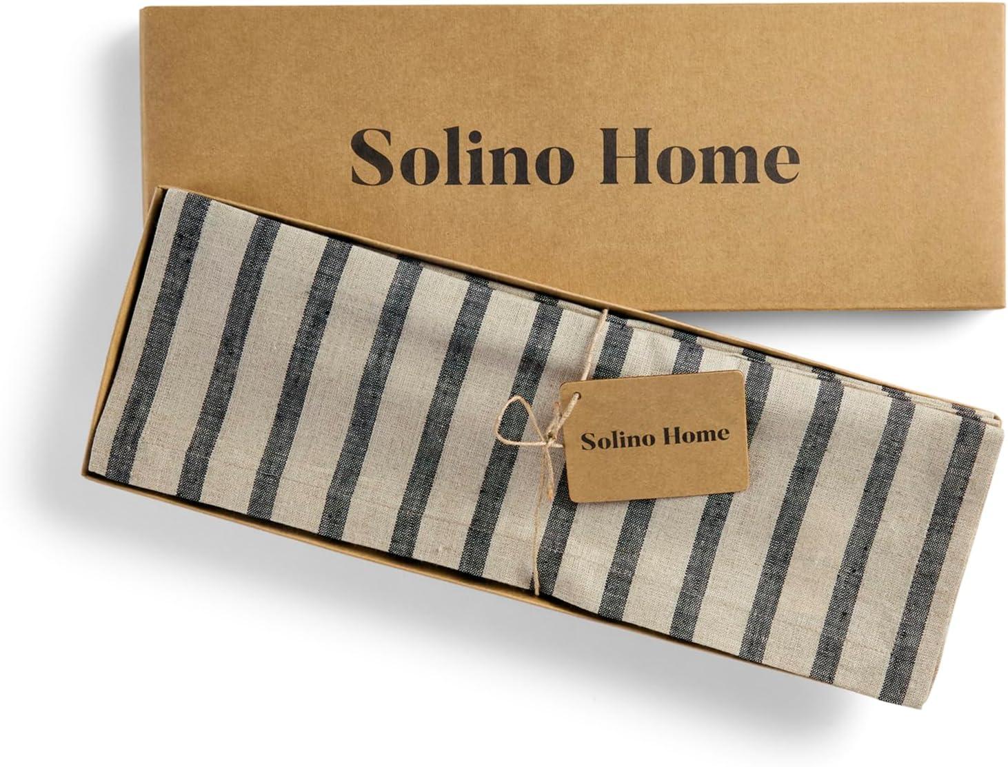 Solino Home French Stripe - 100% Pure Linen Placemats (Set of 4)