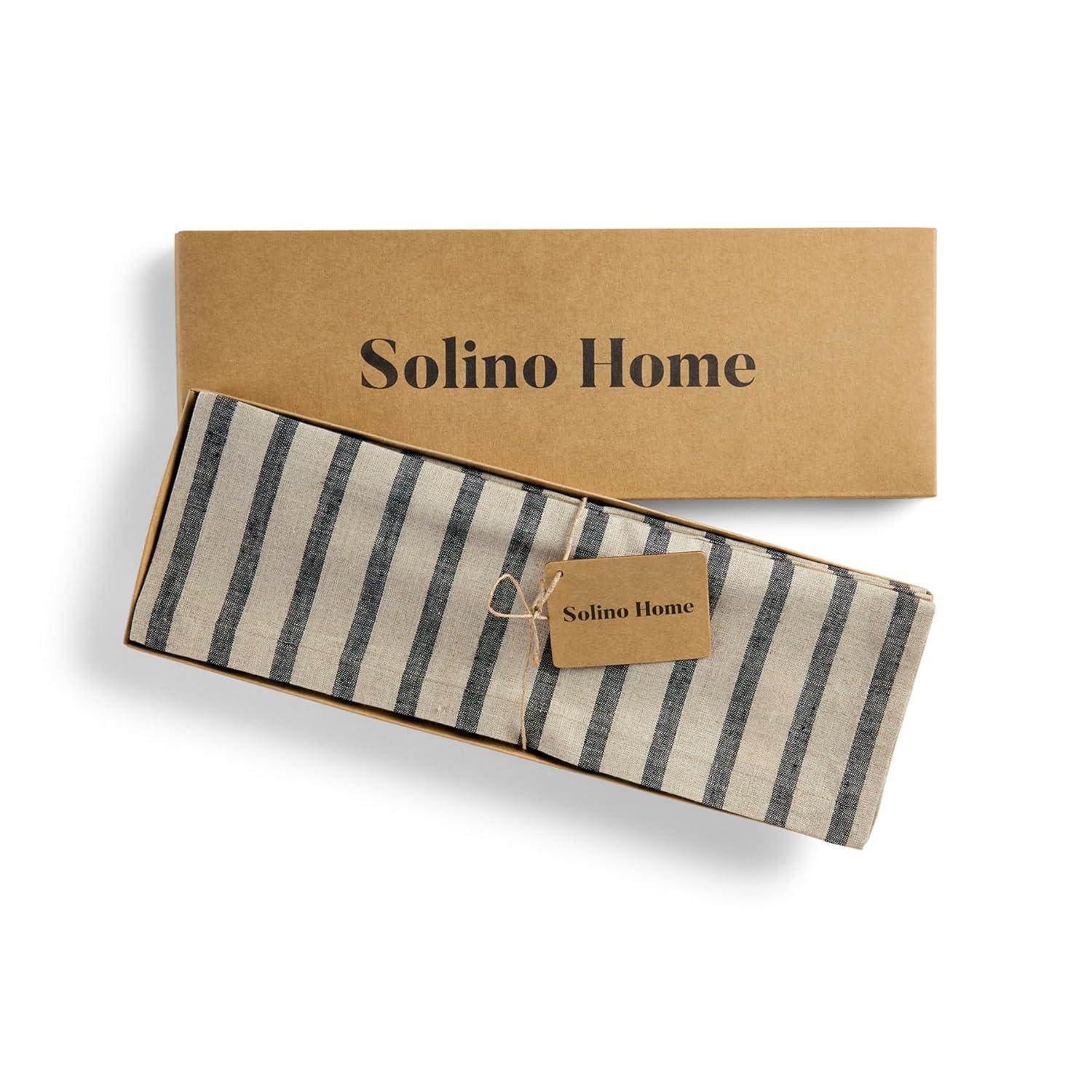 Solino Home French Stripe - 100% Pure Linen Placemats (Set of 4)