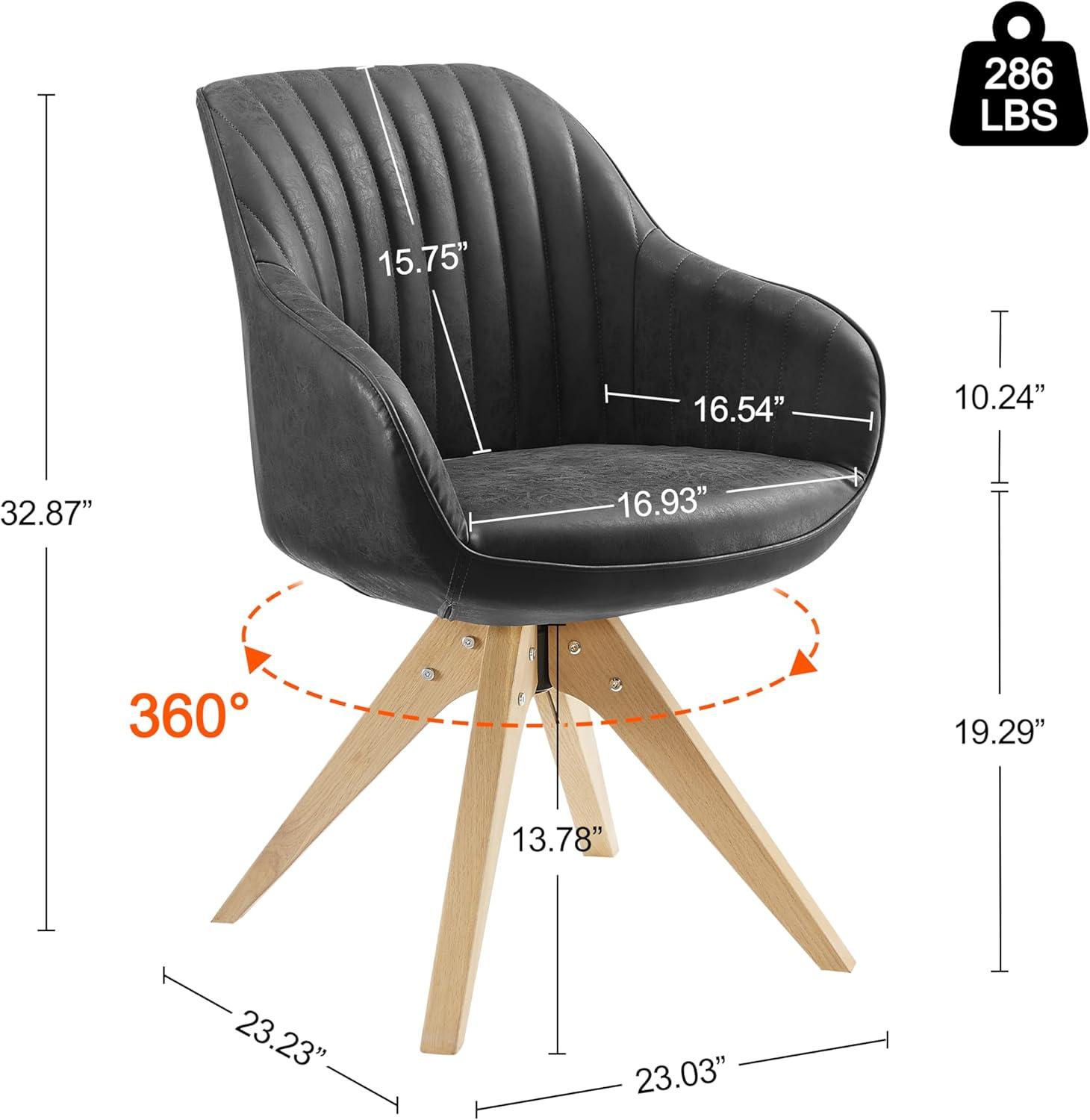 Art Leon Modern Swivel Fabric Accent Desk Chair with Beech Wood Legs, Yellow