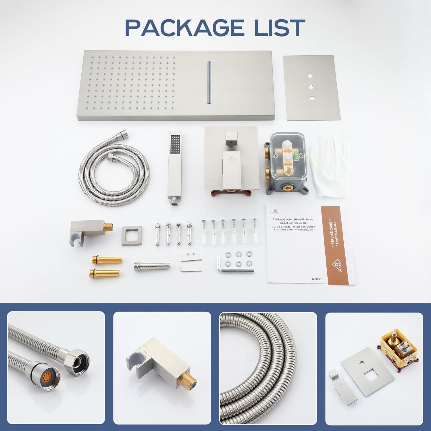 Cascade Bliss Luxury Complete Shower System with Rough-in Valve