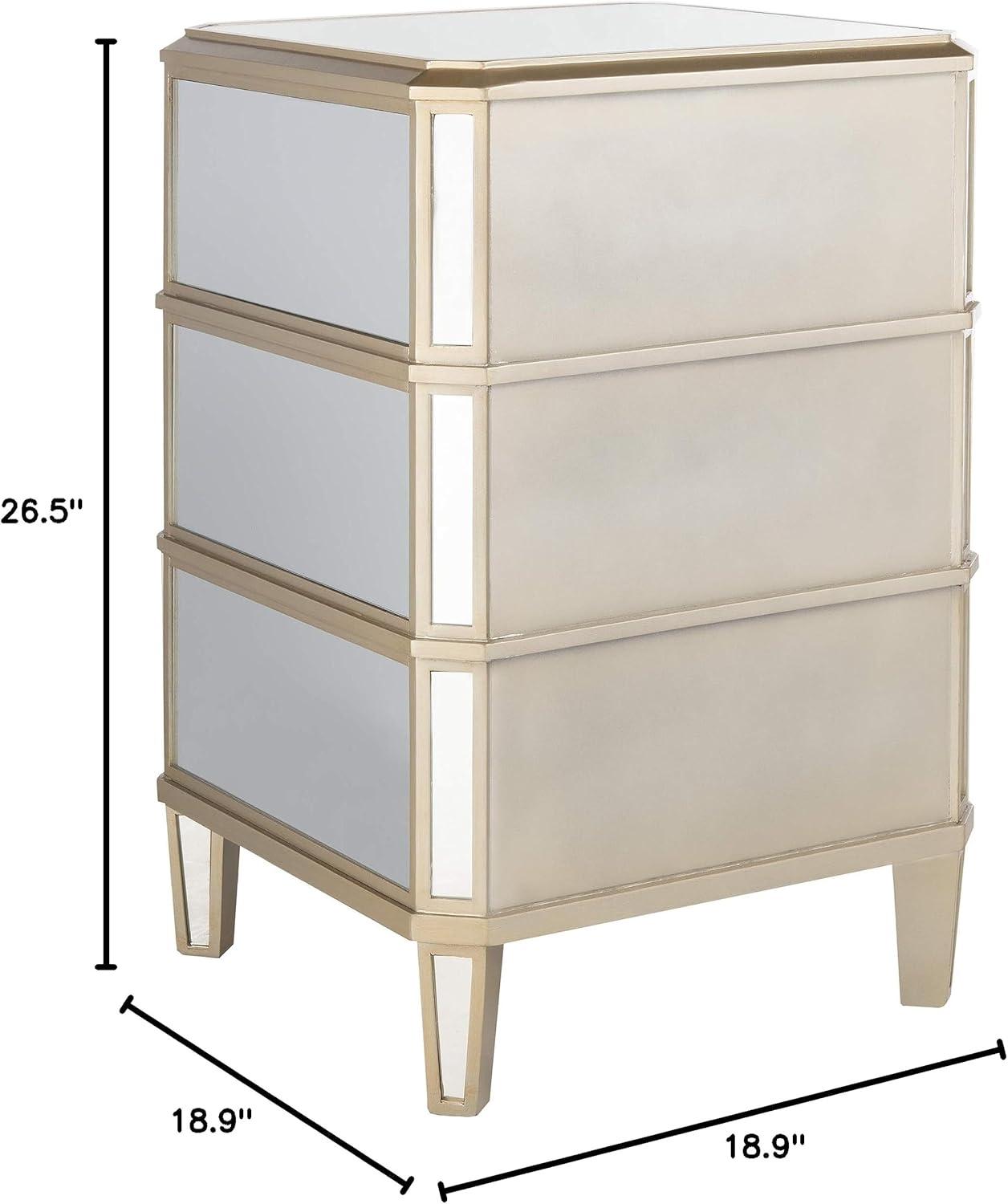 Giana 3 Drawer Mirrored Nightstand - Mirror - Safavieh.