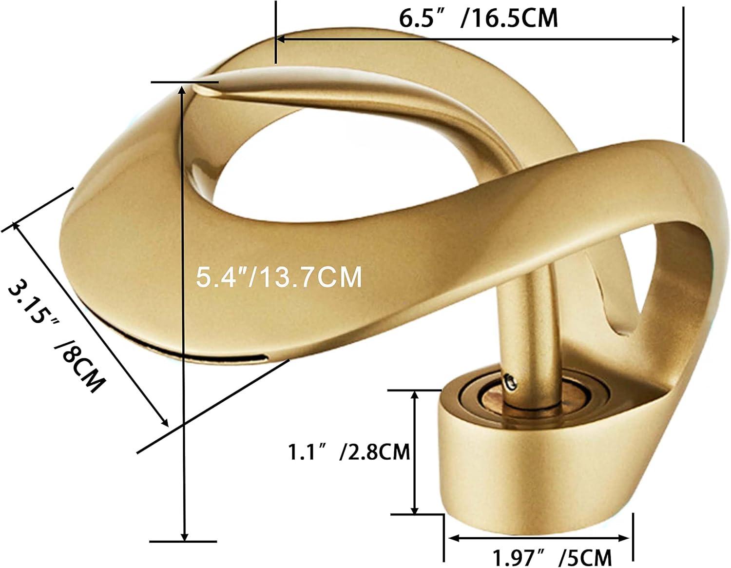 Brushed Gold Solid Brass Waterfall Bathroom Faucet