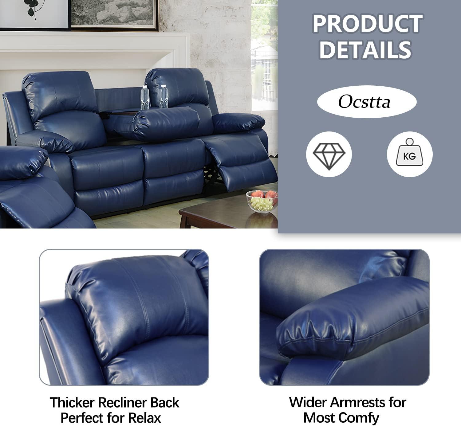 Wade Logan® Branscome 3 Piece Vegan Leather Manual Reclining Living Room Sofa Set