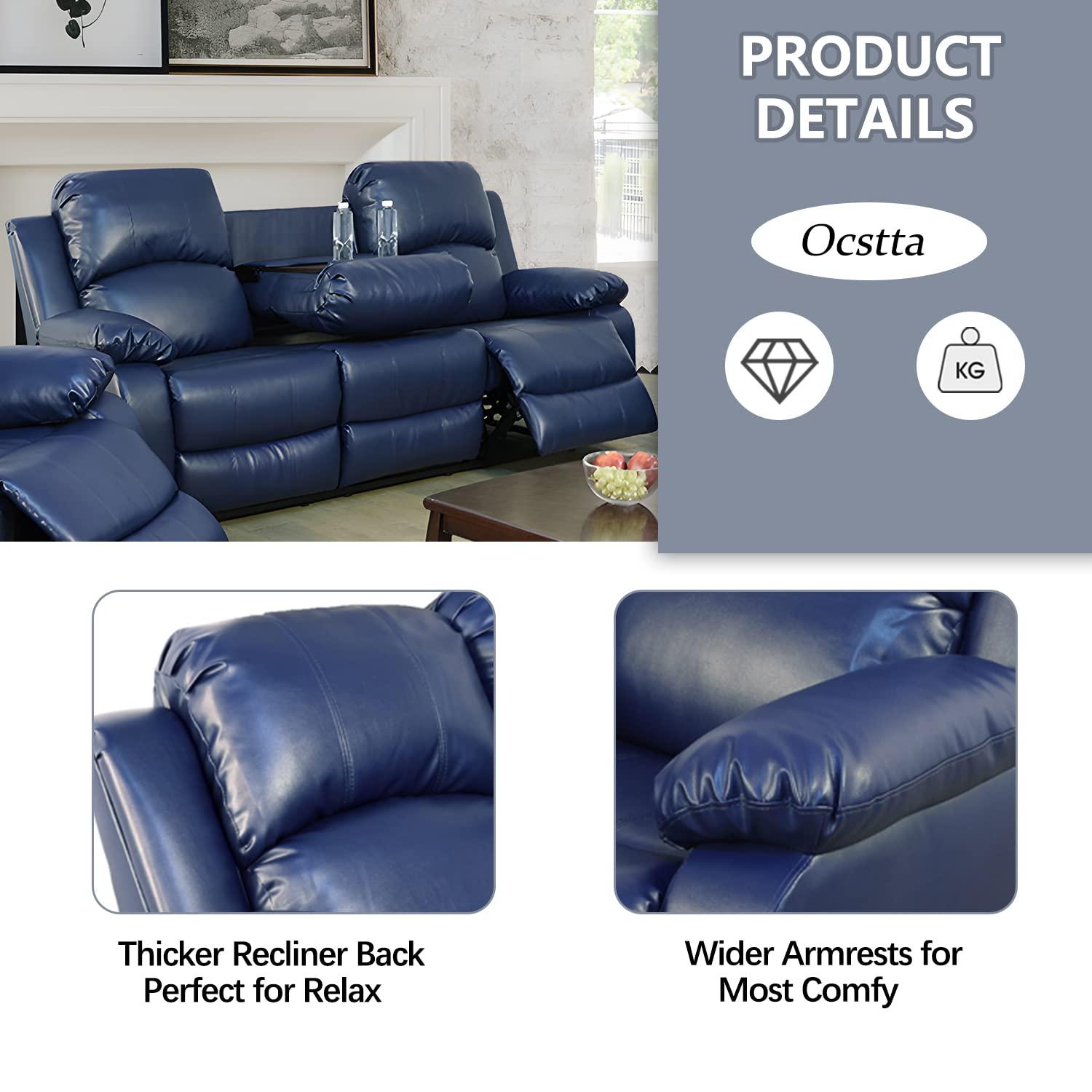 Wade Logan® Branscome 3 Piece Vegan Leather Manual Reclining Living Room Sofa Set