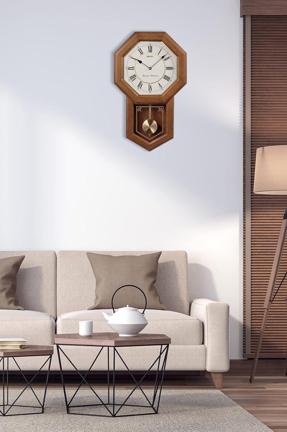 Seiko Dark Brown Oak Schoolhouse Wall Clock with Chime