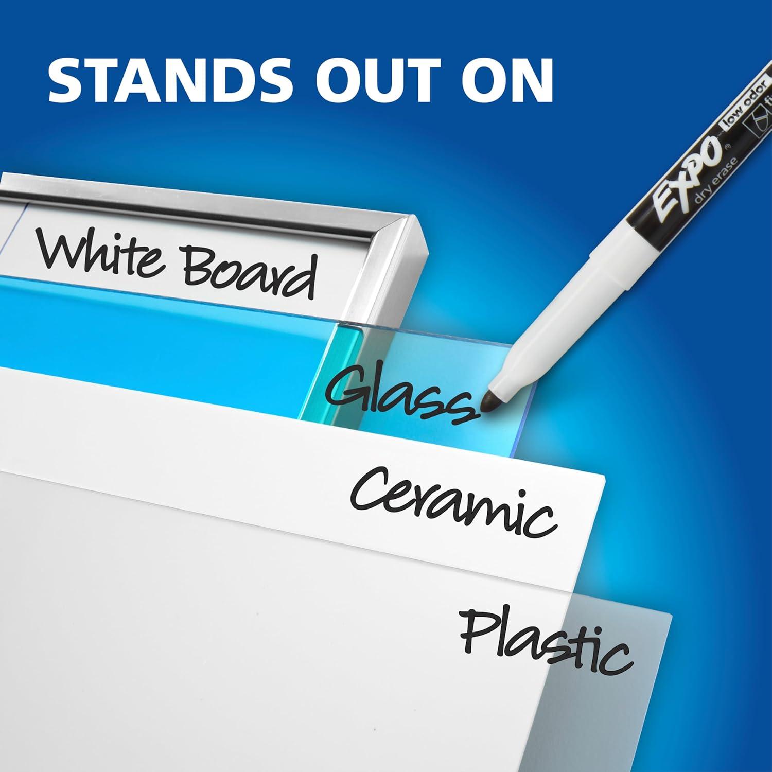 Expo 36ct Lo Odor Fine Point Markers Black: Thin Black Dry Erase, Art & Office, 6+ Years, 36 Pack
