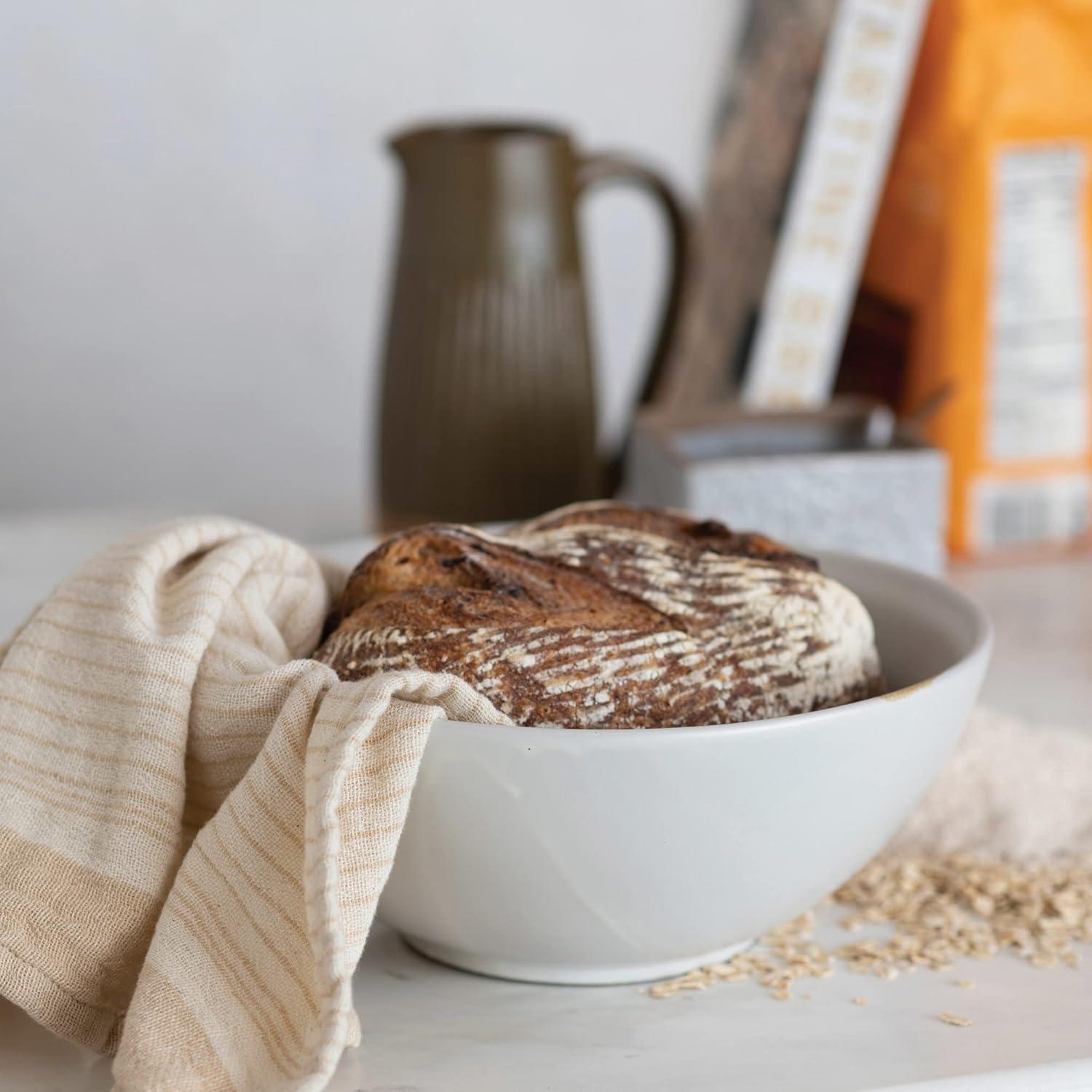 Bloomingville Stoneware Serving Bowl, Cream and Brown Reactive Glaze