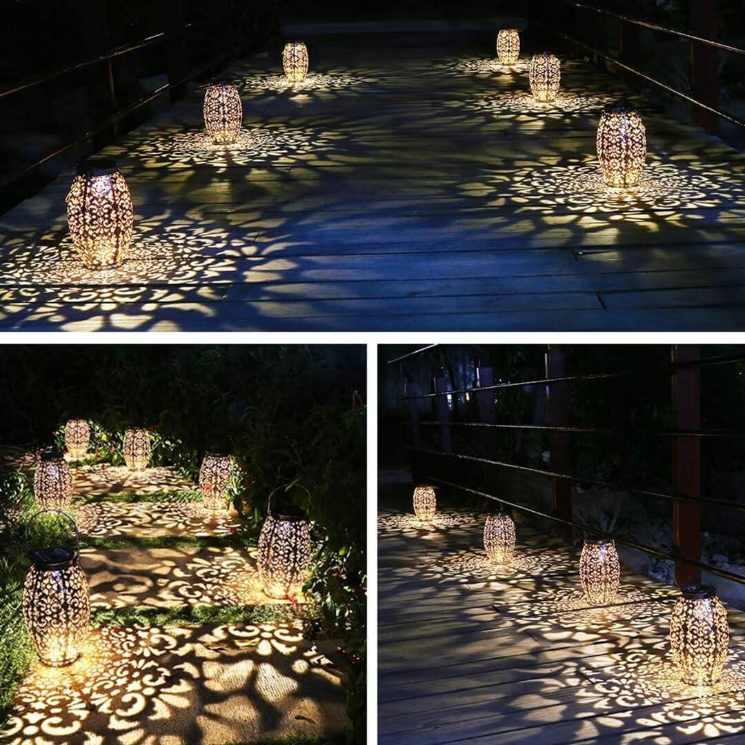 Kaixoxin Solar Lantern Lights for Hanging or Table Outdoor Solar Light for Patio Courtyard Garden (Silver-1)