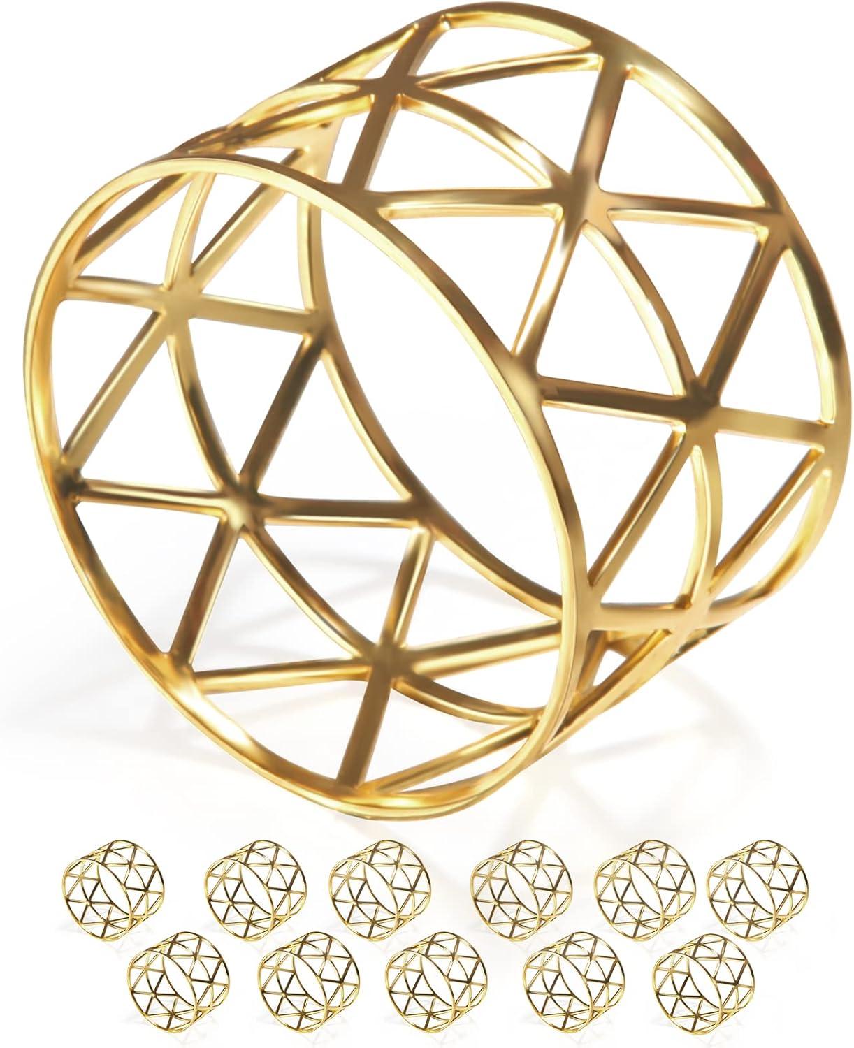 12PCS – Napkin Rings, Gold Napkin Rings Set of 12, Holiday Napkin Holders for Dining, Anniversary, Birthday, Christmas, Easter, Fall, Halloween, Thanksgiving, Party of Table Setting