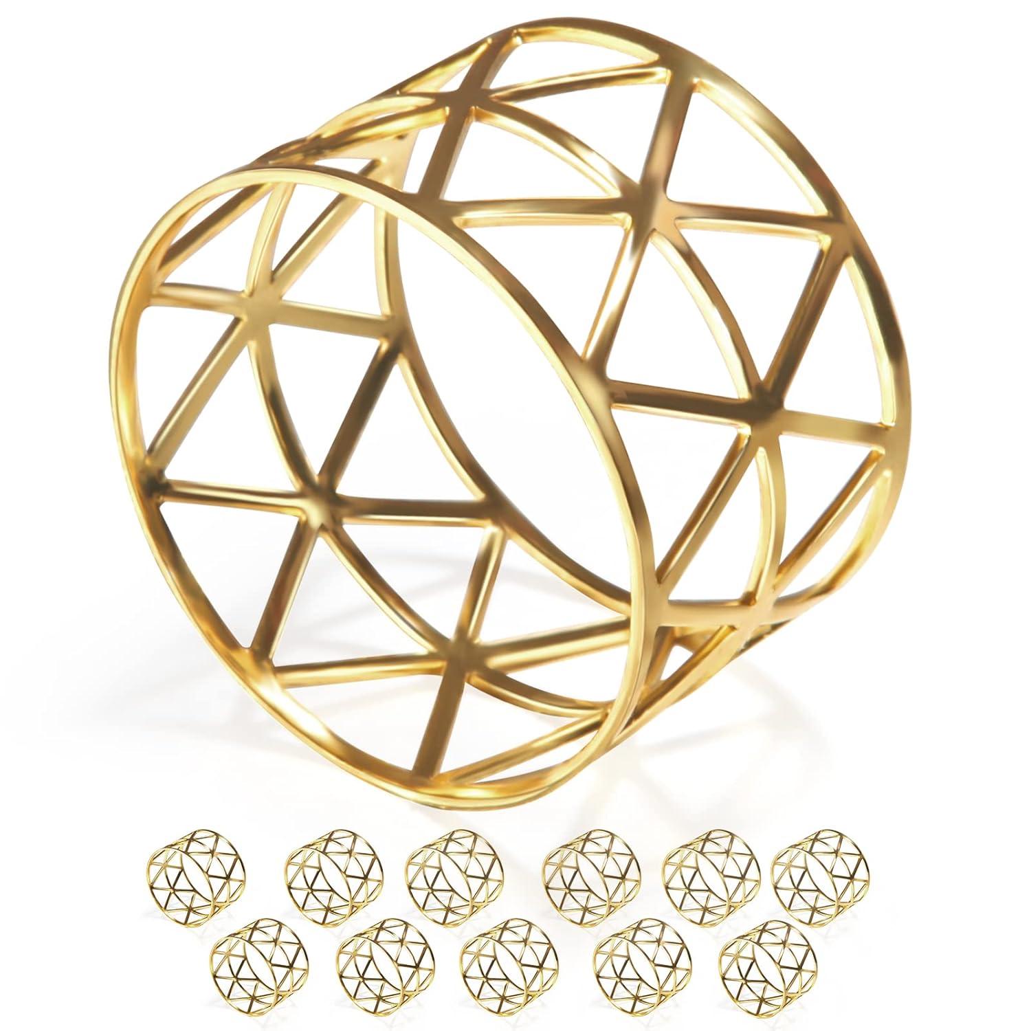 12PCS – Napkin Rings, Gold Napkin Rings Set of 12, Holiday Napkin Holders for Dining, Anniversary, Birthday, Christmas, Easter, Fall, Halloween, Thanksgiving, Party of Table Setting