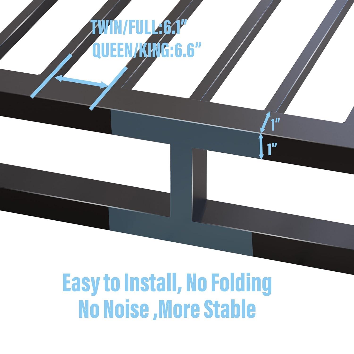 10 Inch King Bed Frame with Steel Slat Support, Low Profile King Metal Platform Bed Frame Support Mattress Foundation, No Box Spring Needed/Easy Assembly/Noise Free