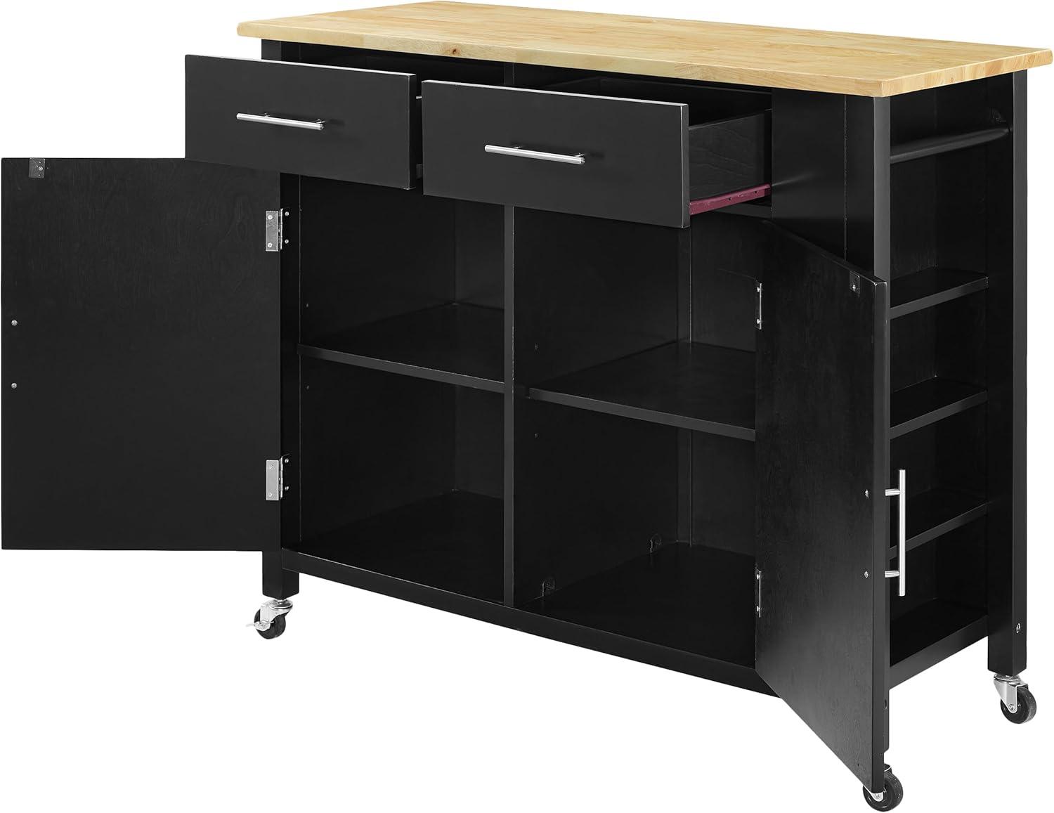 Crosley Savannah Wood Top Kitchen Island Cart in Black