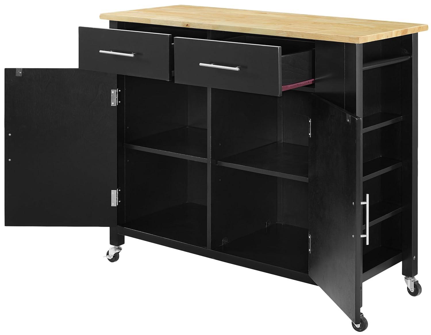 Crosley Savannah Wood Top Kitchen Island Cart in Black