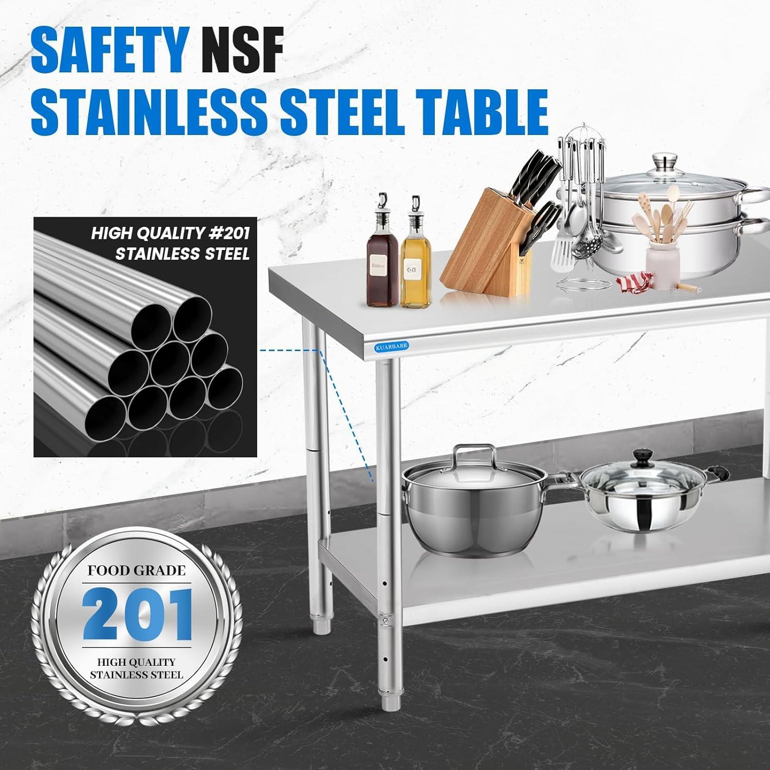 24'' x 48'' Stainless Steel Commercial Kitchen Work Table with Adjustable Shelf