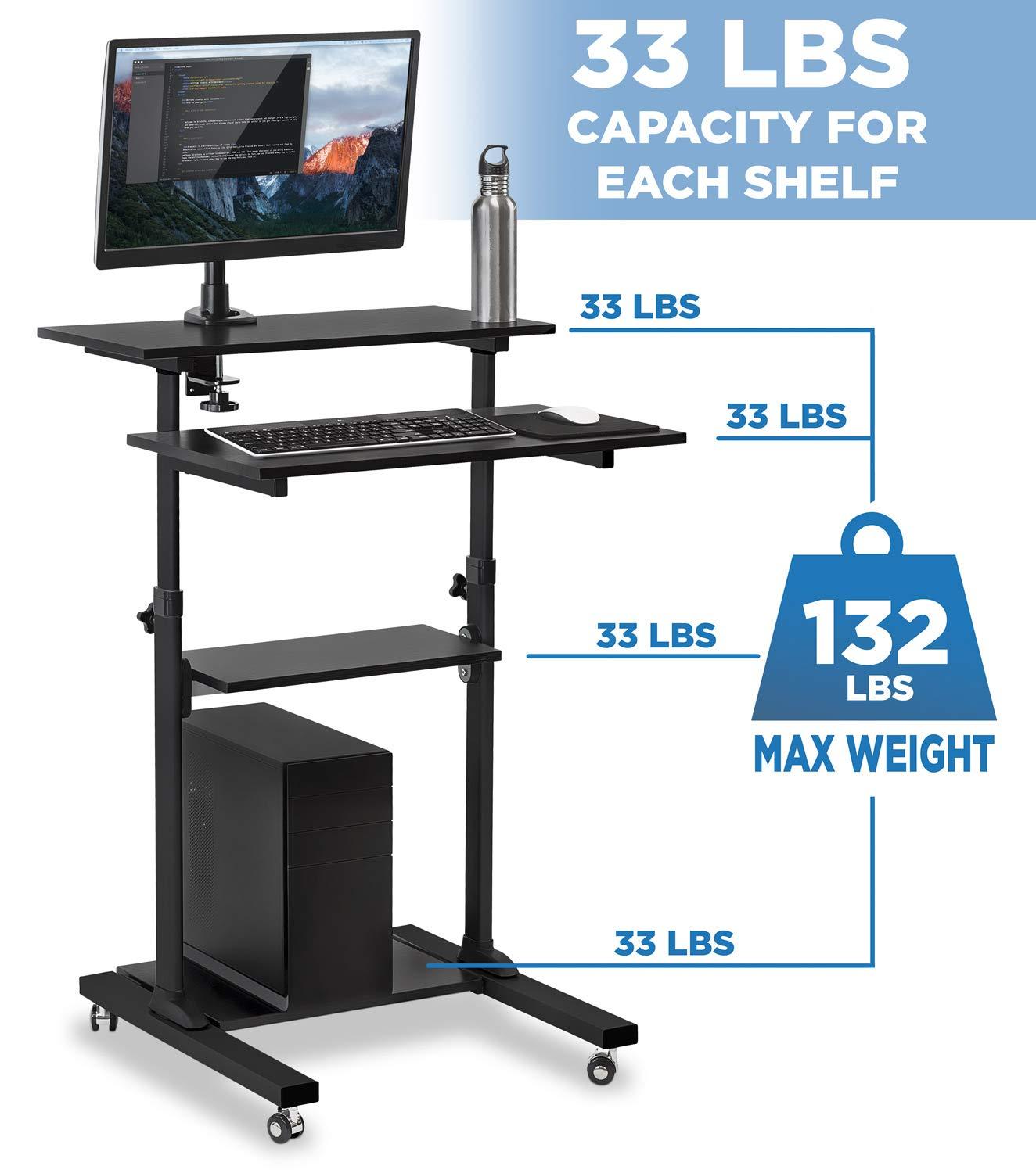 Mount-it Mount-It! Mobile Standing Desk and Rolling Presentation Cart ,27.5-Inch Platform, Locking Wheels