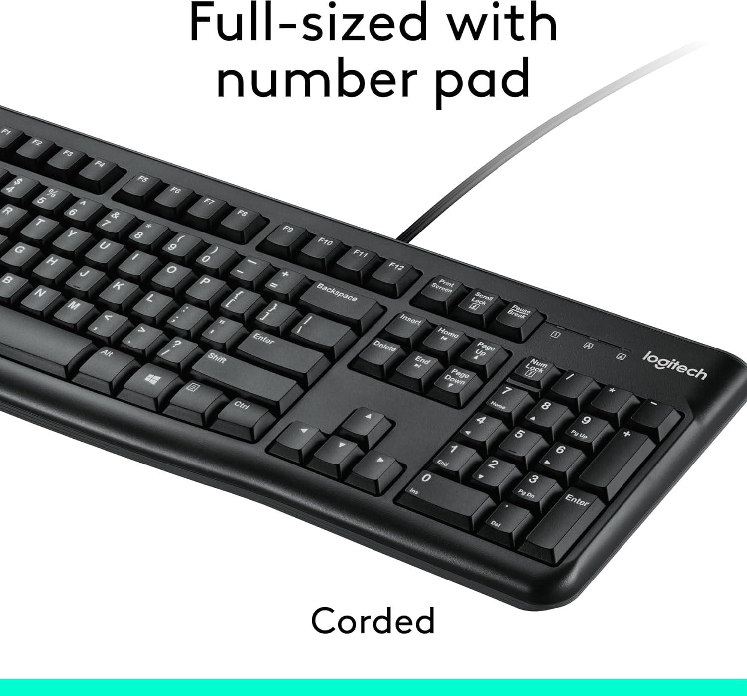 Mk120 Wired Keyboard + Mouse Combo, Usb 2.0, Black