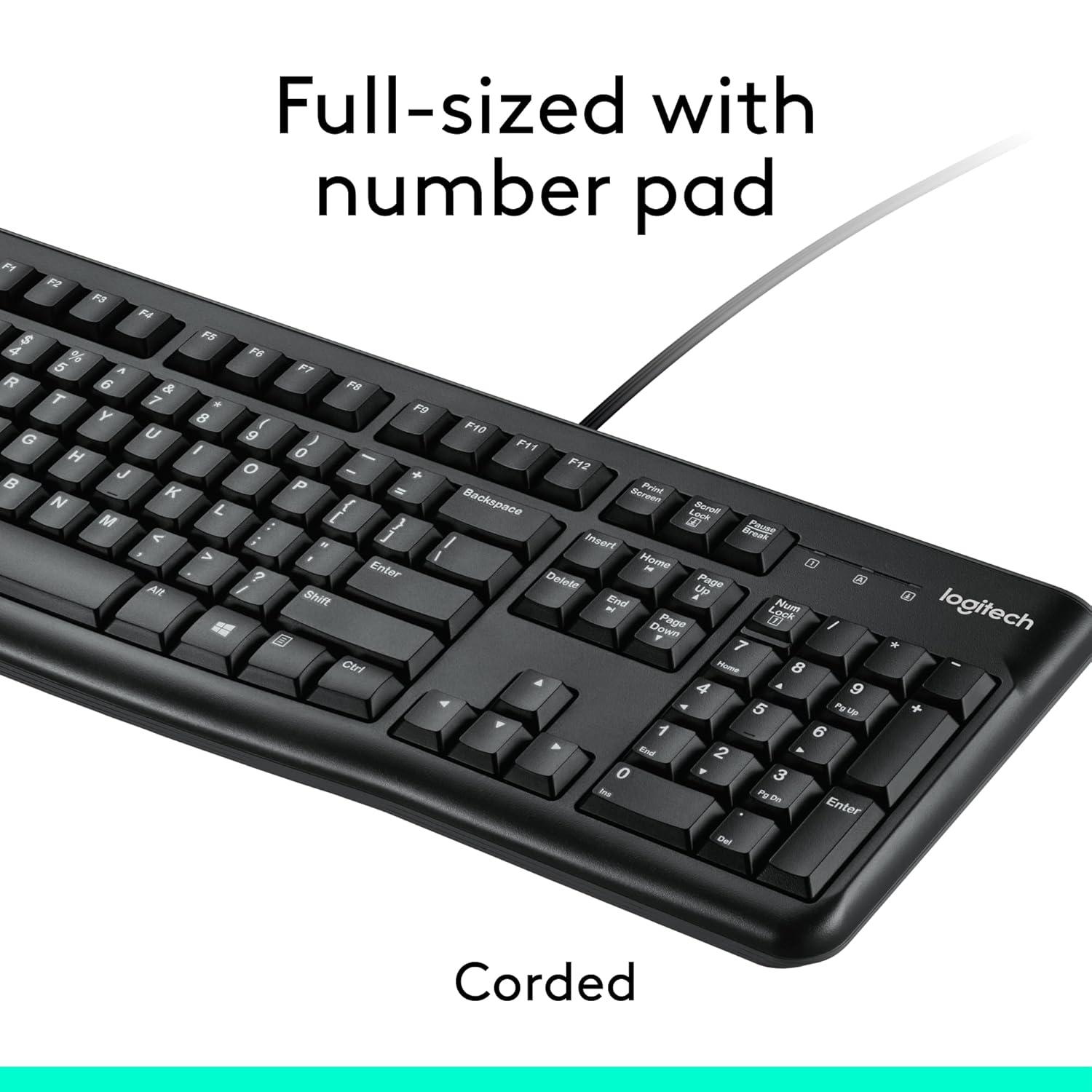 Mk120 Wired Keyboard + Mouse Combo, Usb 2.0, Black