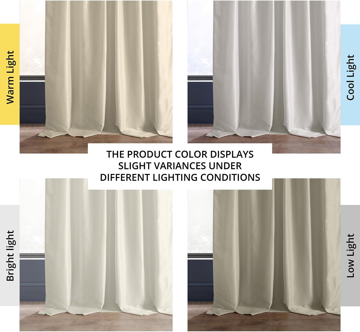 Off White Blackout Vintage Textured Faux Dupioni Curtain (1 Panel), Off White, 50W X 108L