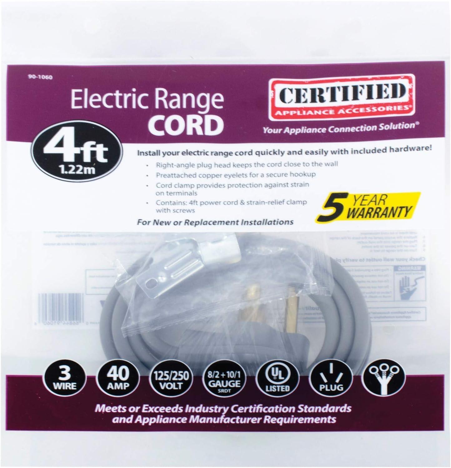 Certified Appliances Universal Range Power Cord