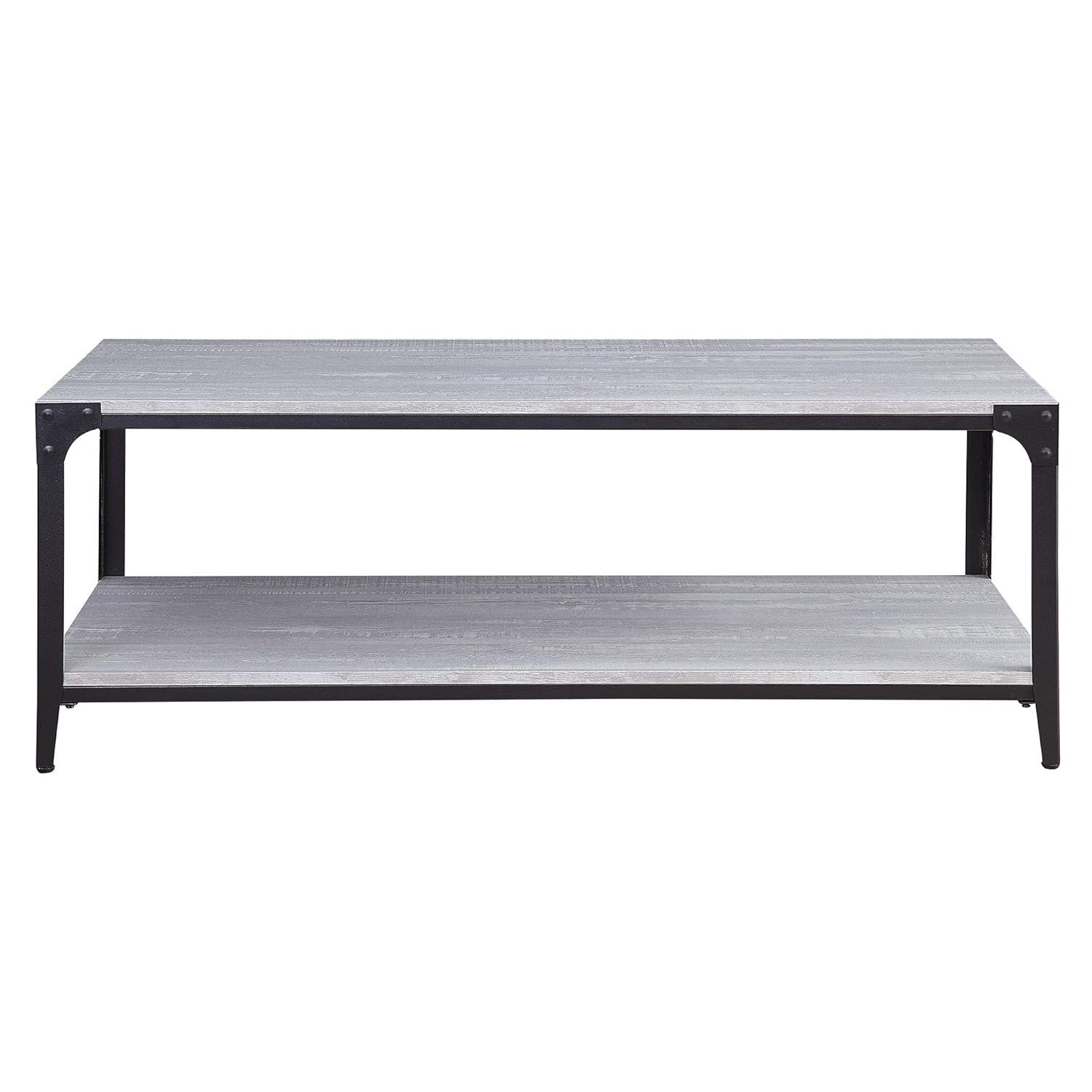 BELLEZE Modern Wood Board Living Room Coffee Table - Mclain (Stone Grey)