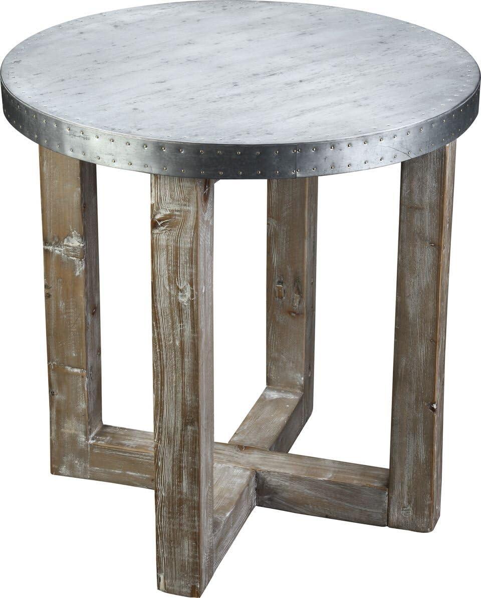 24 x 23.5 x 23.5 in. Murray Side Table in Natural & Zinc Top