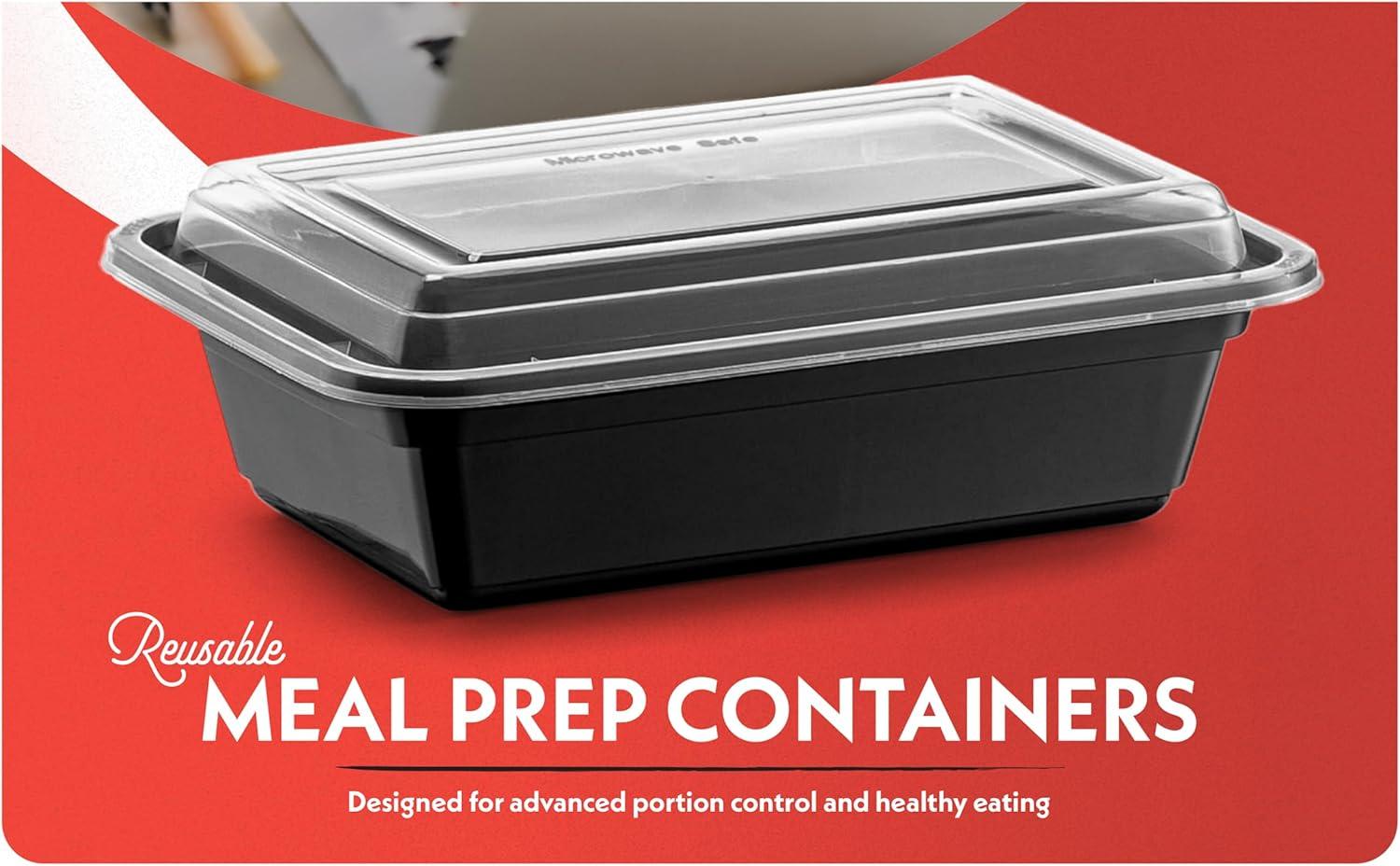 50 Pack Meal Prep Containers Reusable: 24 oz Food Prep Containers with Lids Leakproof, Food Storage Containers Stackable To Go Food Containers, Take Out Containers Microwave Freezer Dishwasher Safe