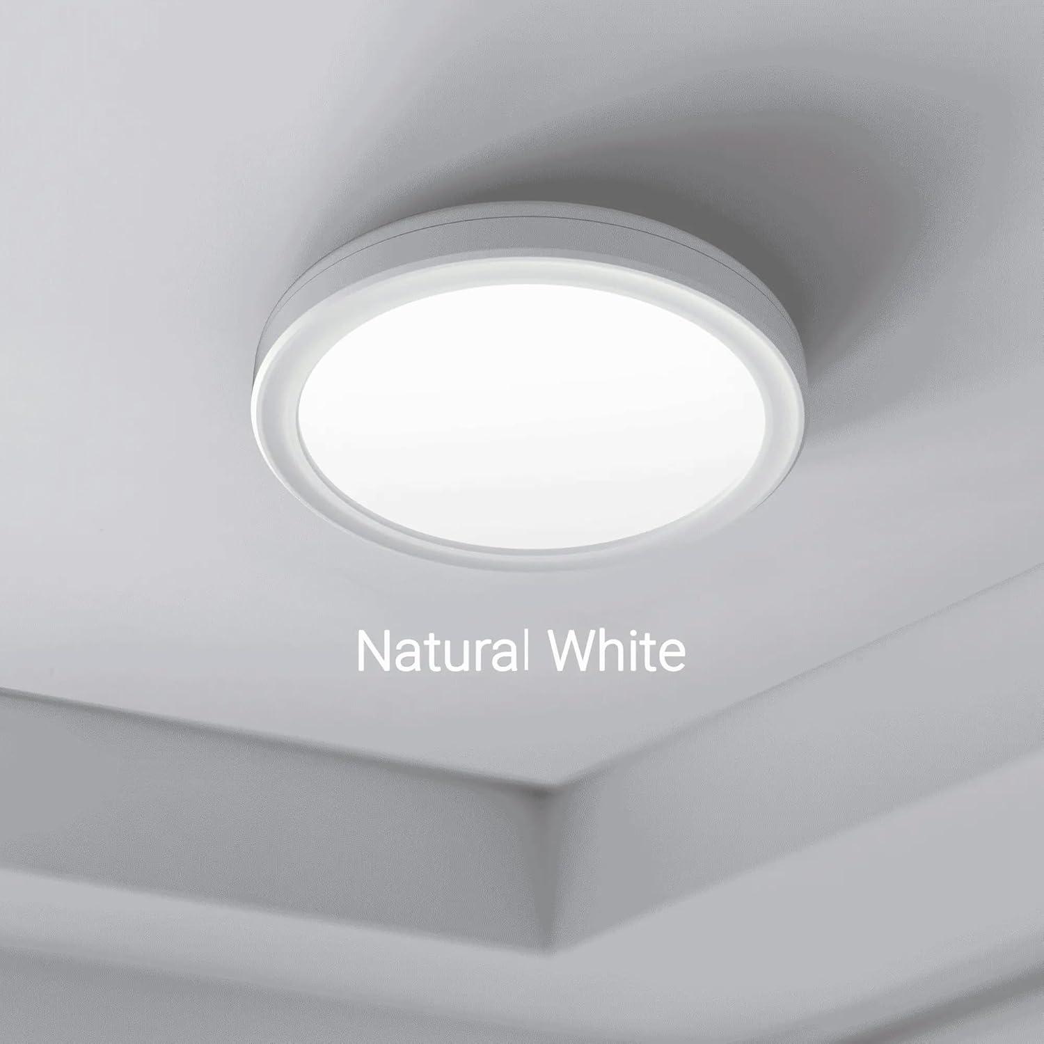 White Slim Round Dimmable LED Flush Mount Ceiling Light 7.5"