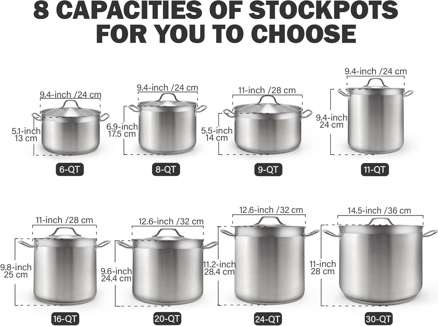 8 Quart Stainless Steel Stock Pot with Lid