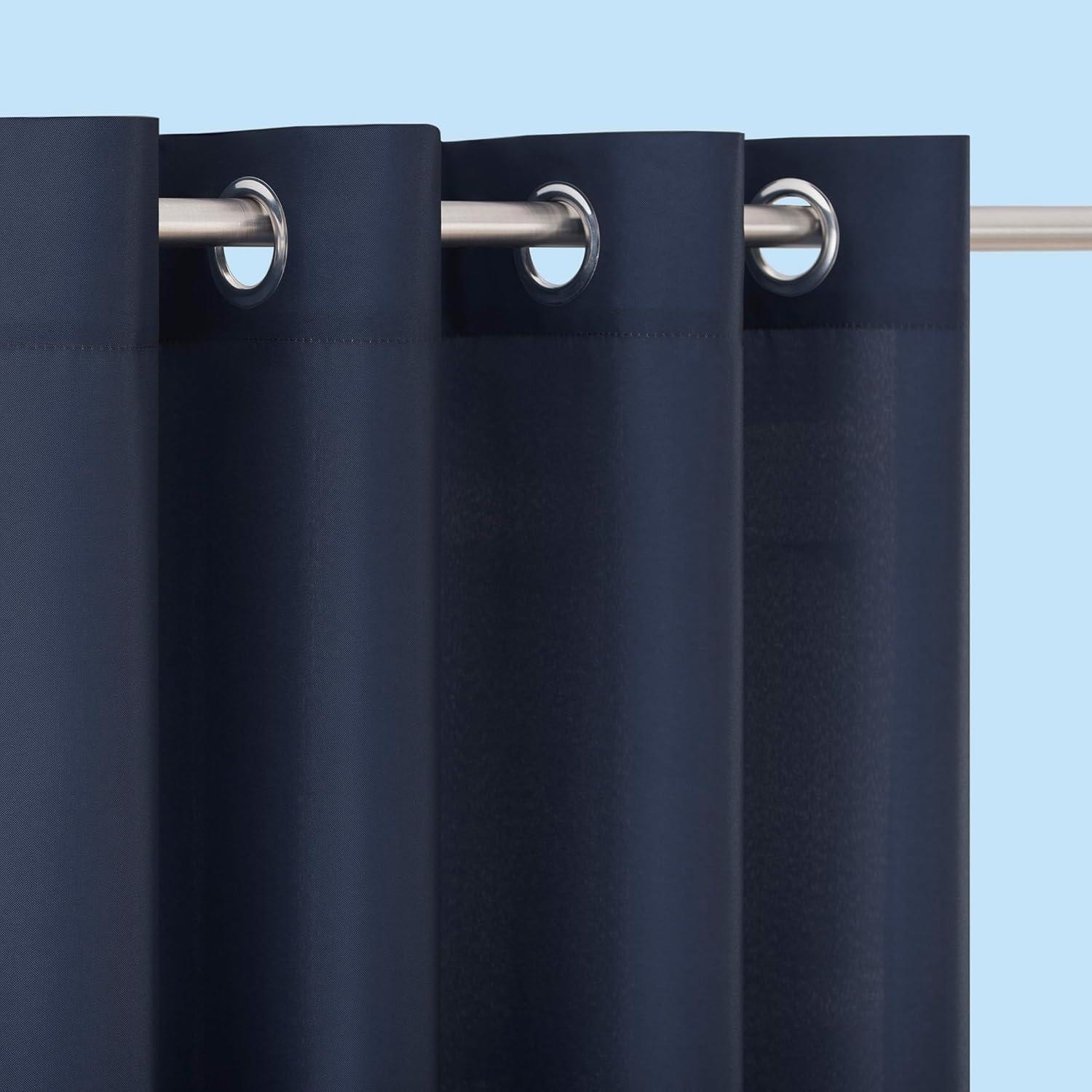 84"x54" Sailor Indoor/Outdoor UV Protectant Room Darkening Grommet Top Curtain Panel Dark Blue - Sun Zero: Living Room & Outdoor Use