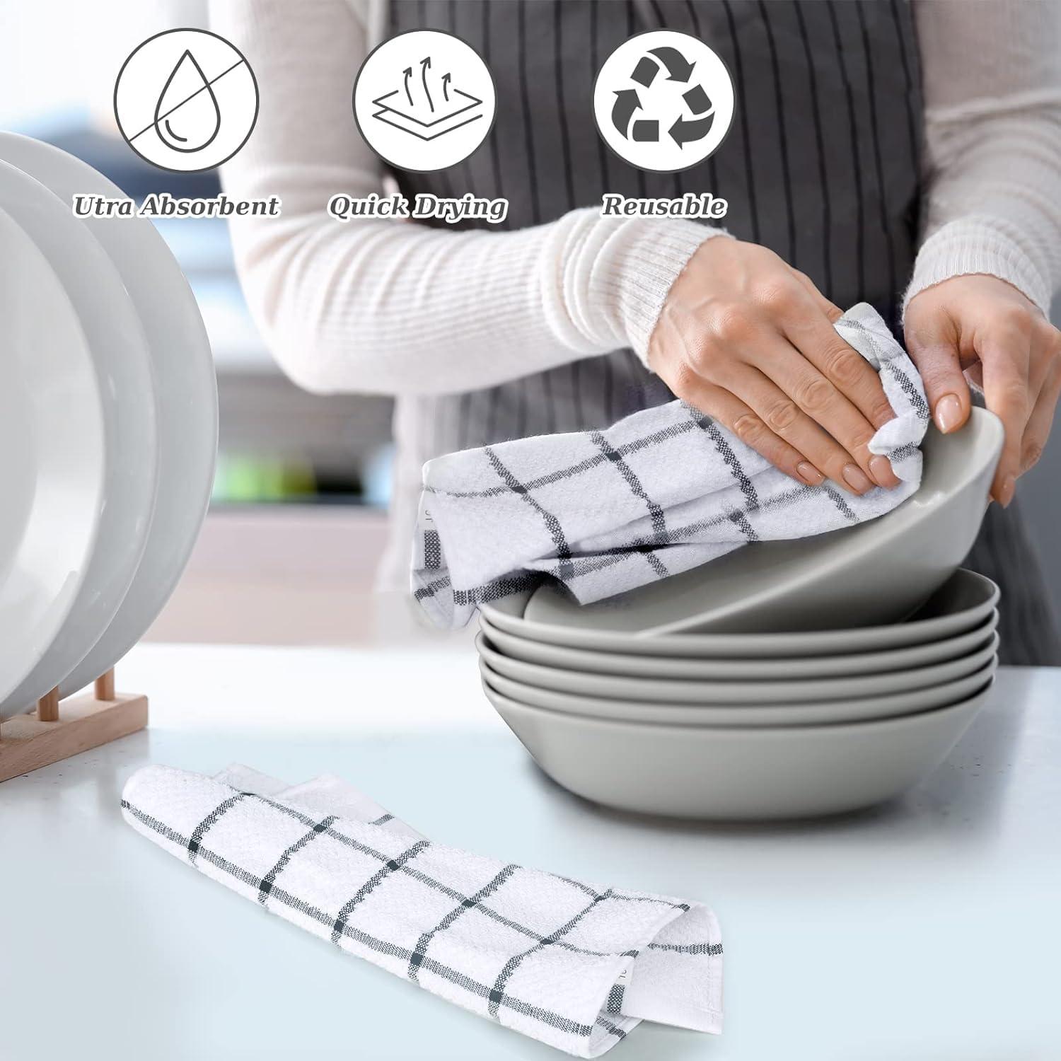 Oven Mitts and Pot Holders Set with Kitchen Towels and Dishcloths, 500 Degree Heat Resistant Oven Gloves and Hot Pads, Premium Soft Cotton Kitchen Hand Towels and Dish Cloth Sets (Red)