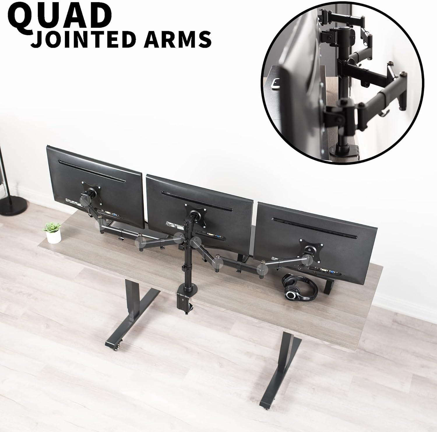 VIVO Triple Monitor Adjustable Mount Articulating Stand for 3 Screens up to 24"