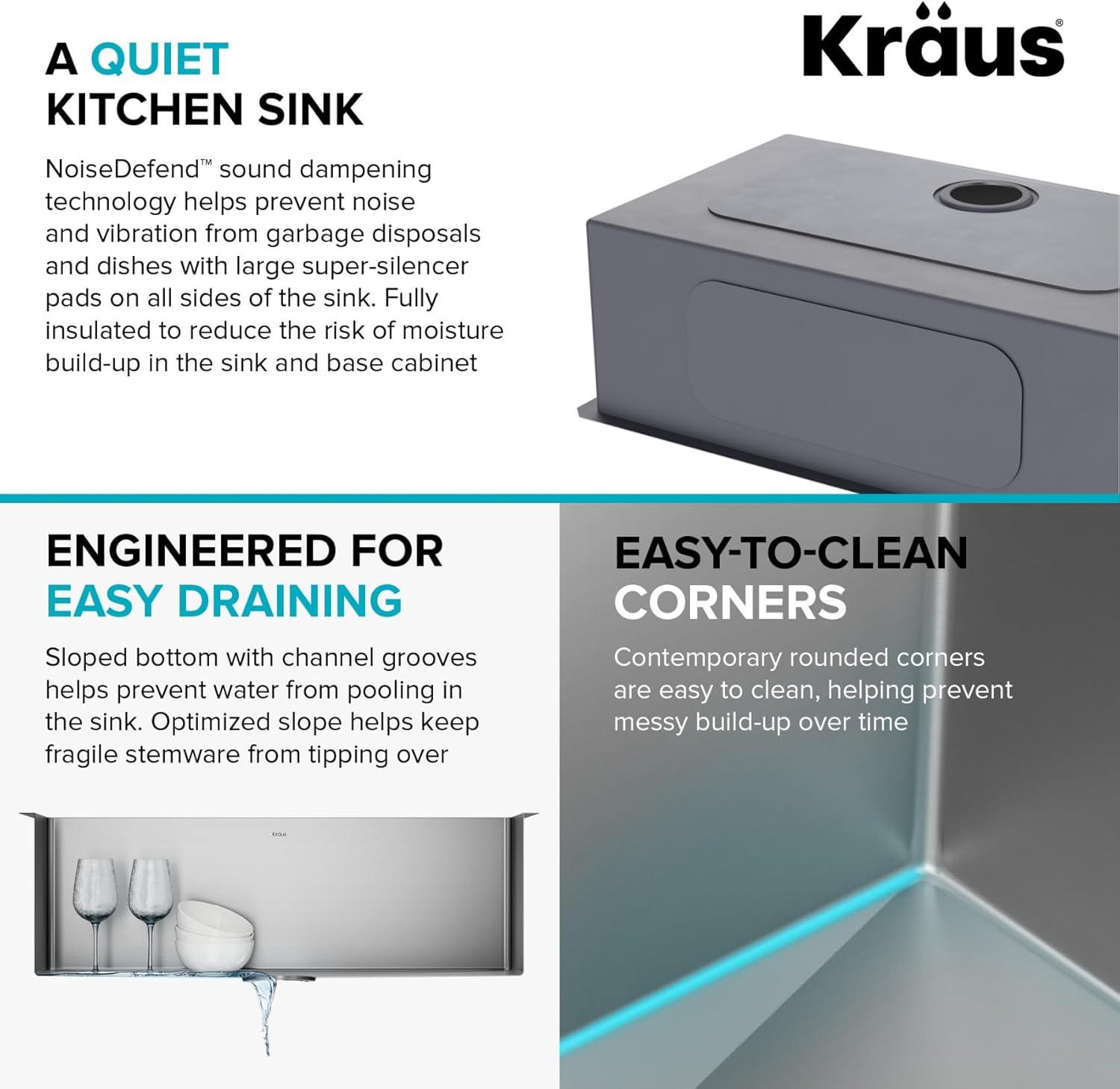 KRAUS Standart PRO™ Undermount 16 Gauge Stainless Steel Kitchen Sink