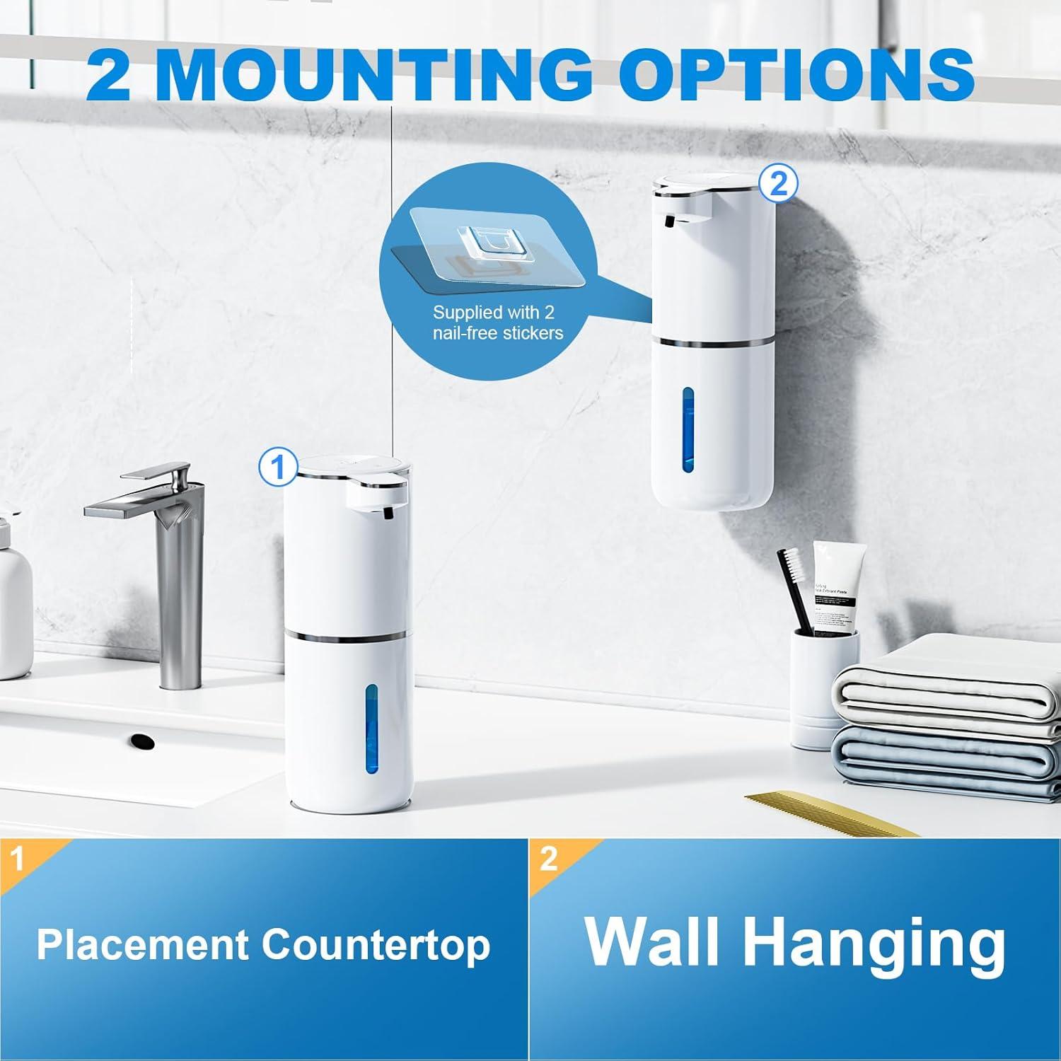 Automatic Liquid Soap Dispenser,380ml Wall Mount Touchless 4 Gear Adjustable Electric Liquid Soap Dispenser,USB Rechargeable with Sensor for Bathroom,Kitchen,Office