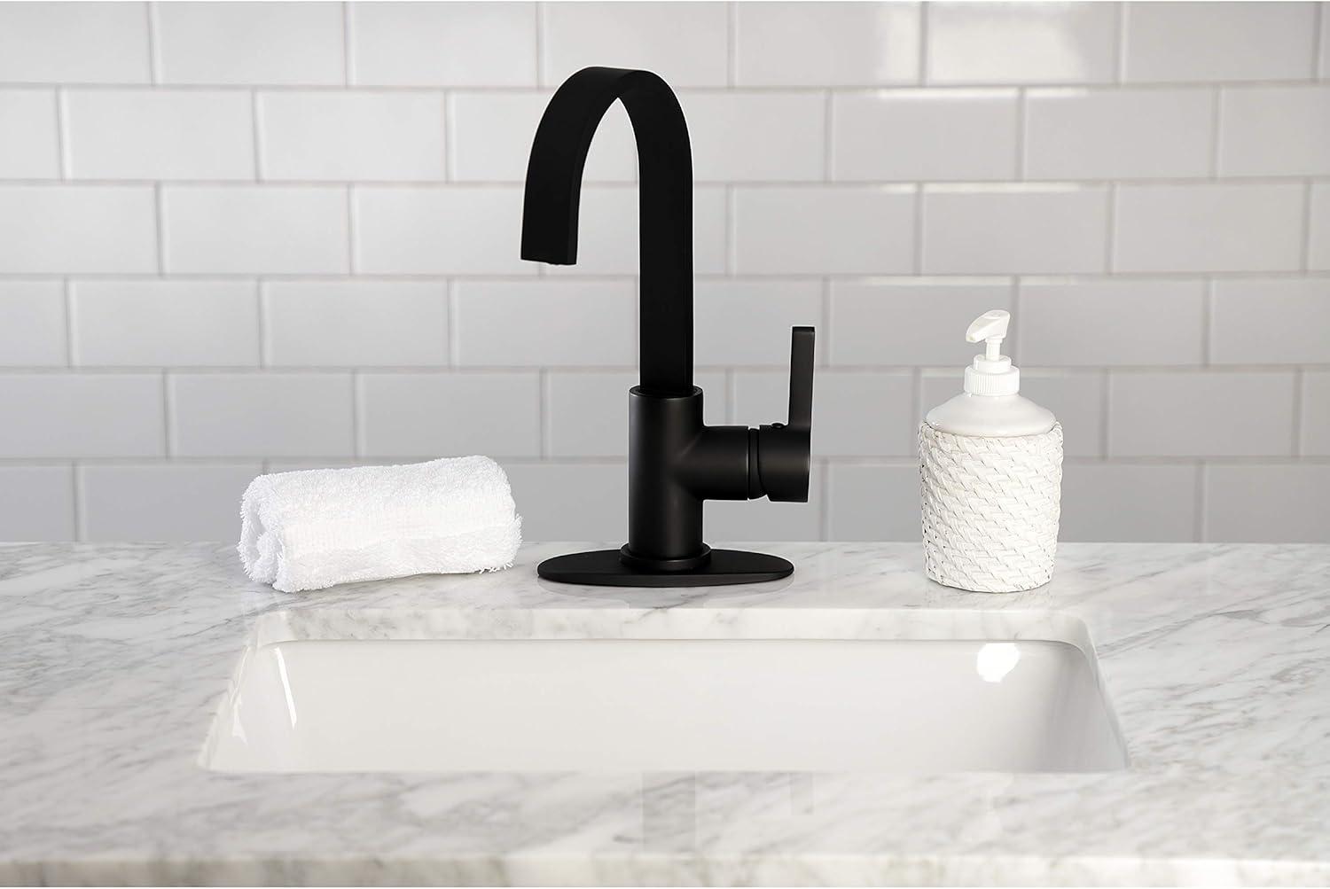 Matte Black Single-Handle Bar Faucet with High Spout