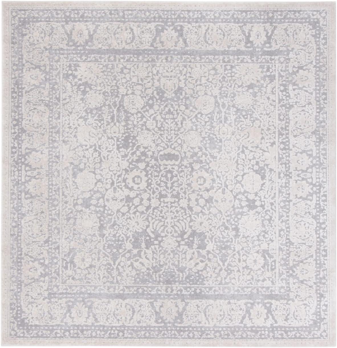 SAFAVIEH Reflection Lynna Traditional Area Rug, Light Grey/Cream, 8' x 8' Square