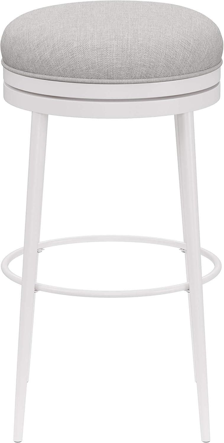 Aubrie Backless 26" Swivel Counter Height Barstool Off White/Silver - Hillsdale Furniture: Round Upholstered Metal Frame