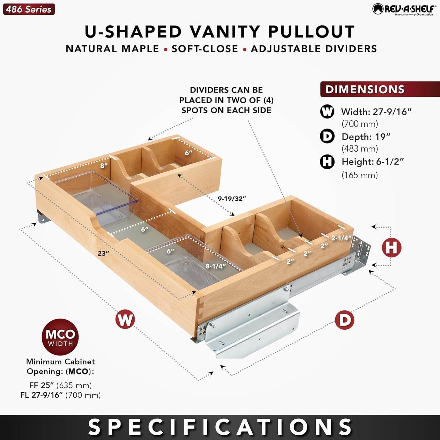 Rev-A-Shelf Rev-A-Shelf Wood Vanity Sink Cabinet Pull Out Organizer