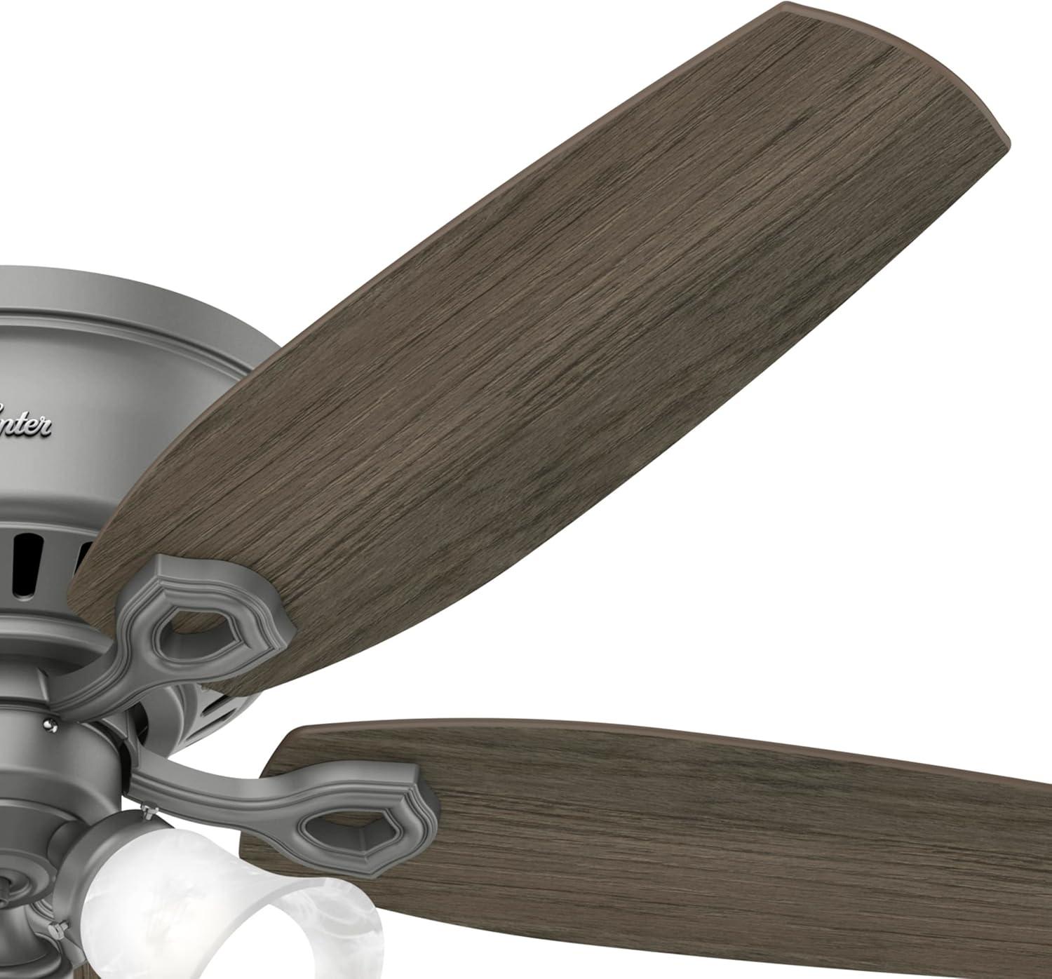 Builder Low Profile 52" 5 - Blade Flush Mount Ceiling Fan with Lights and Pull Chains