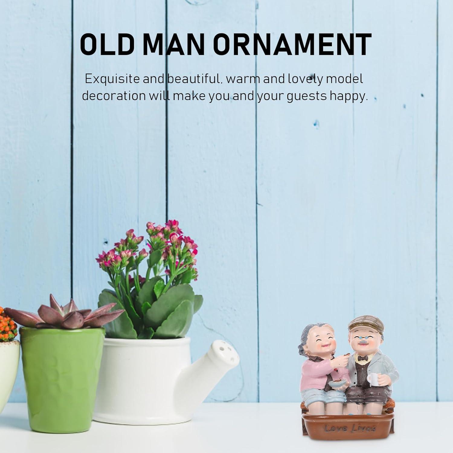 Loving Elderly Couple Figurines Husband and Wife Wedding Car Statue Grandparents Parents Figure Valentines Day Resin Statue Miniature Figurines Grandparents Parents Statue Home Decoration