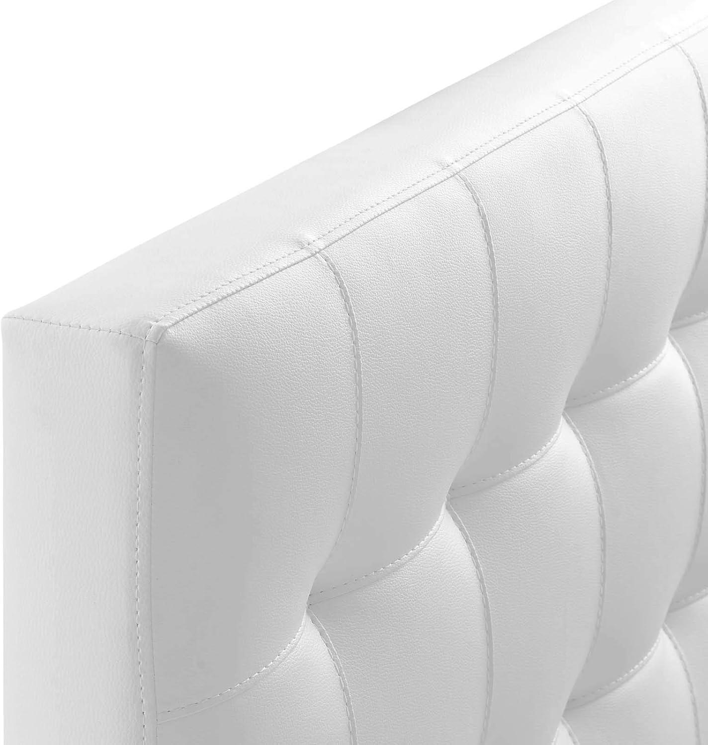 White Twin Upholstered Tufted Leather Headboard