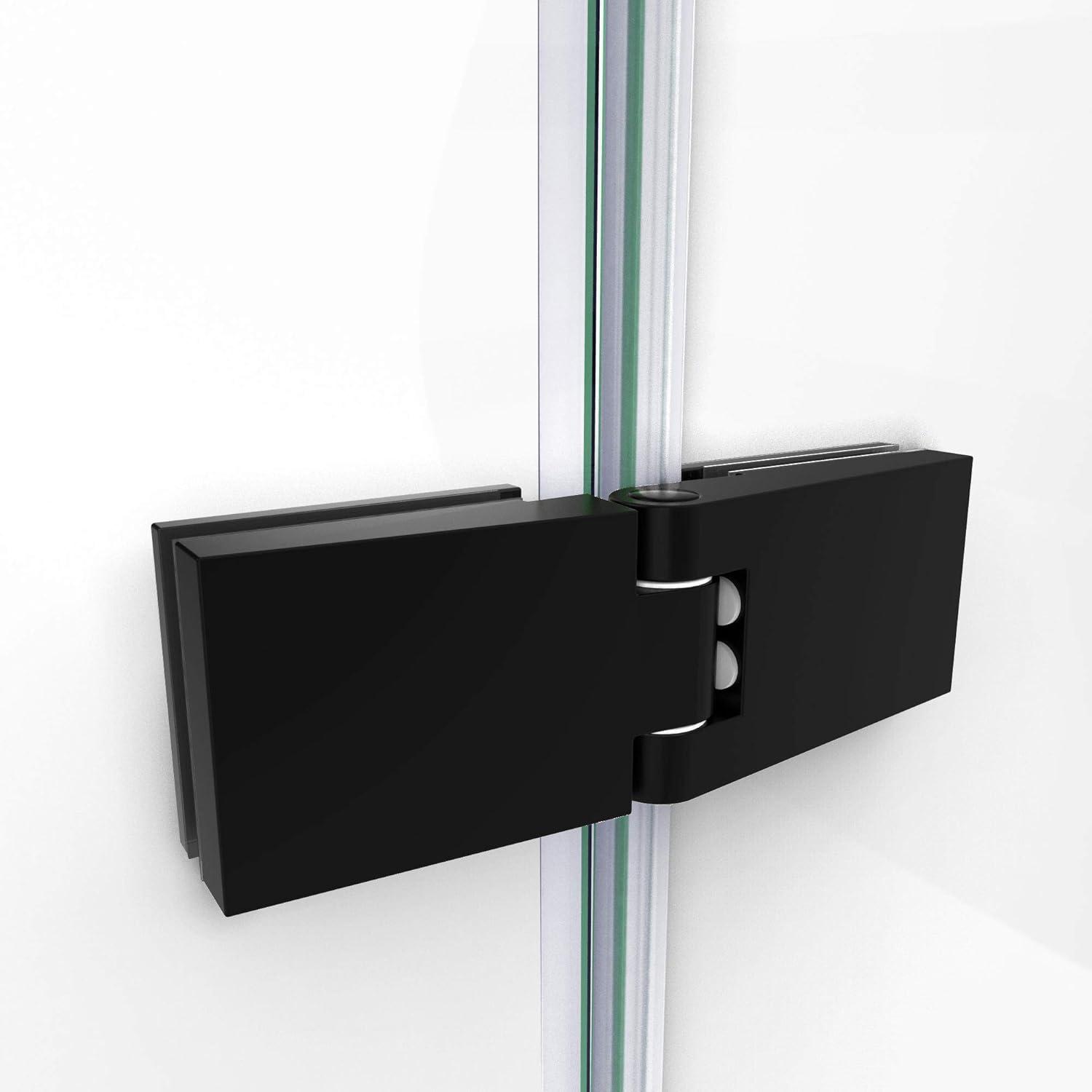 Aqua Ultra Frameless Matte Black Tub Door with Return Panel