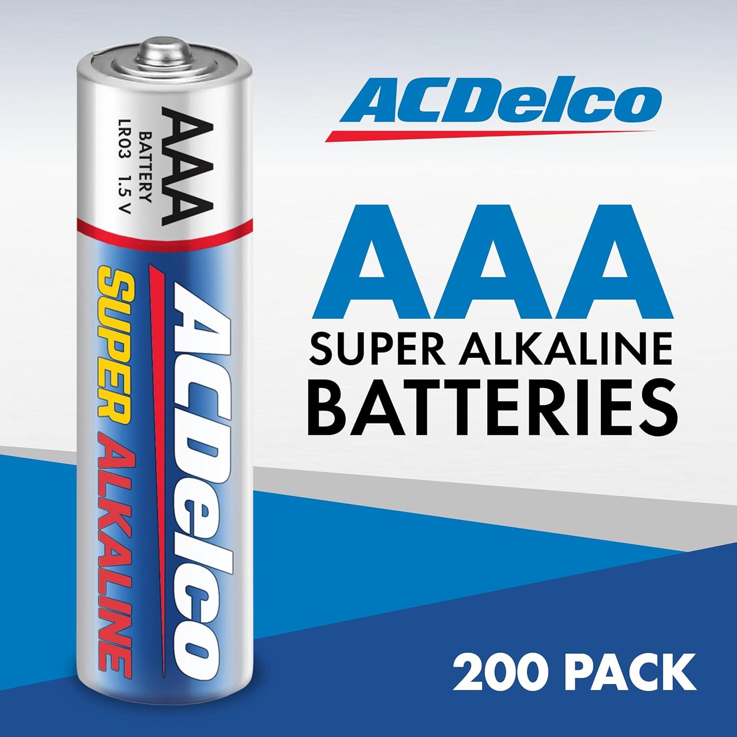 ACDelco AAA Super Alkaline Batteries, 200 Count, 10-Year Shelf Life