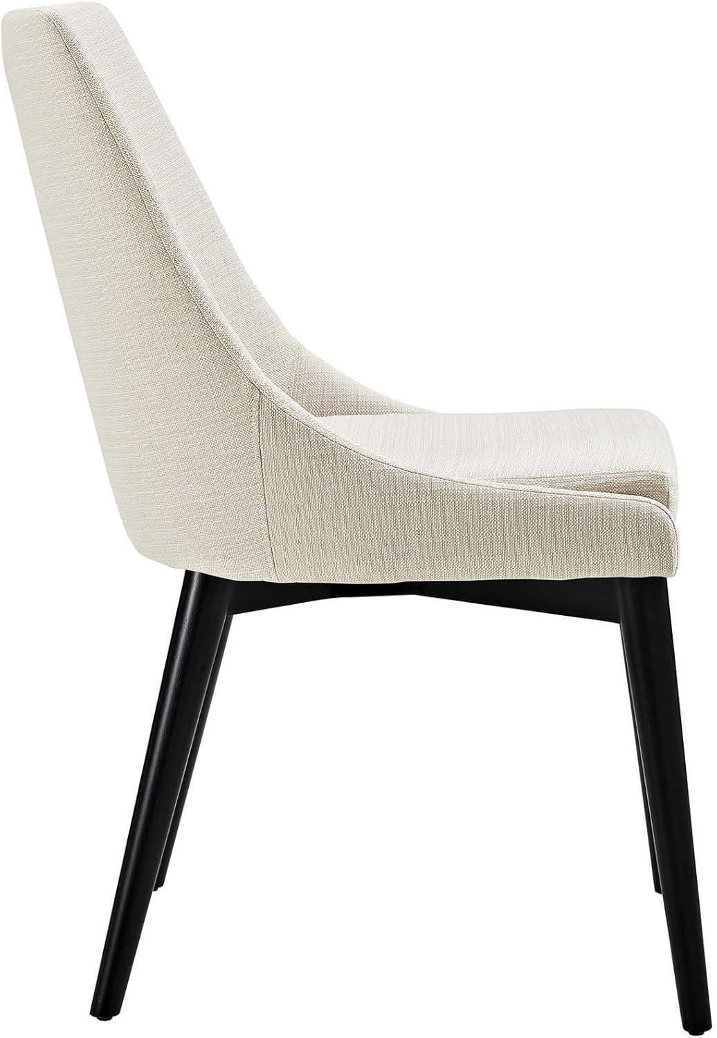 Cream Upholstered Parsons Dining Chair with Tapered Wood Legs